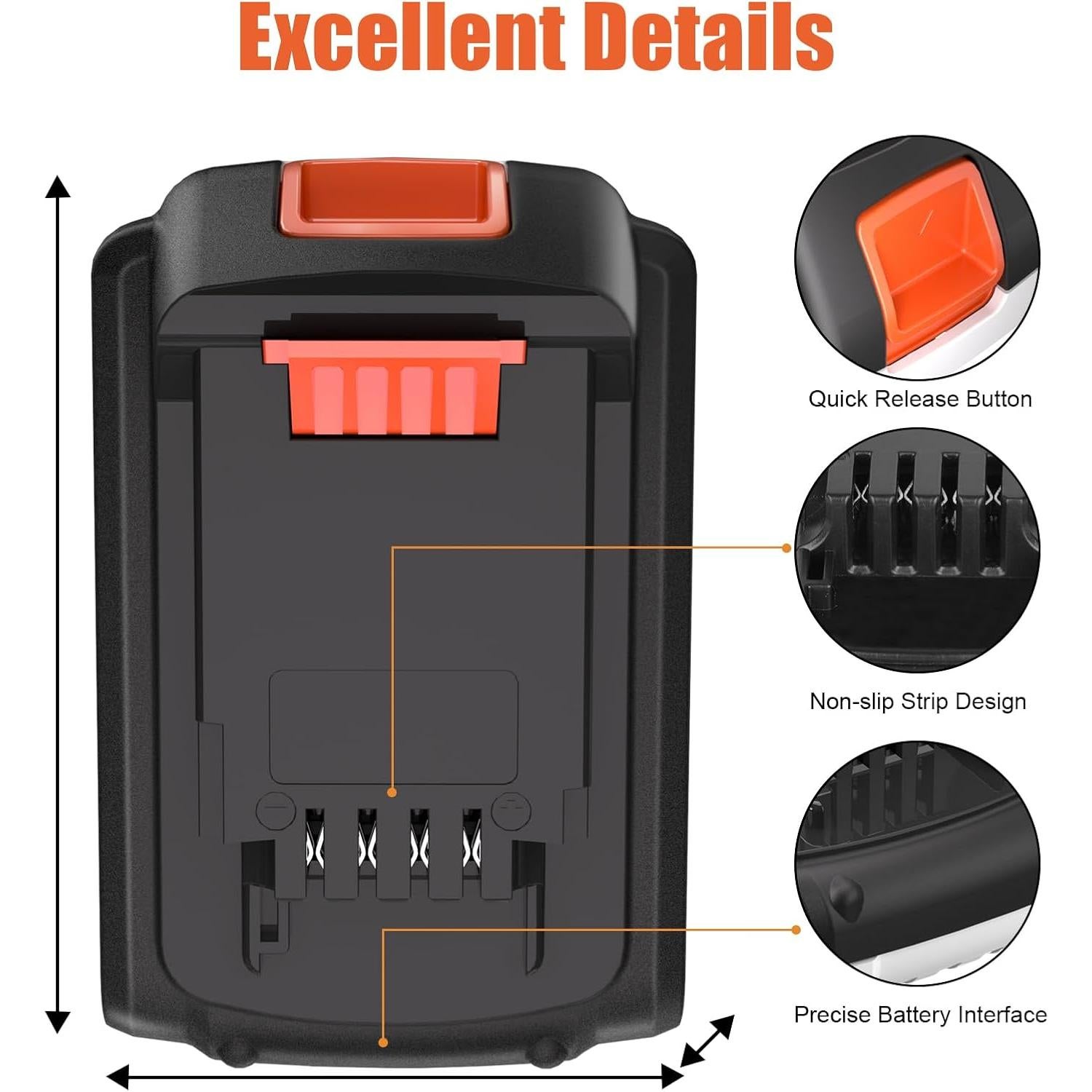 2 Baterías de Litio 20V 3.0Ah Ziment para Black and Decker