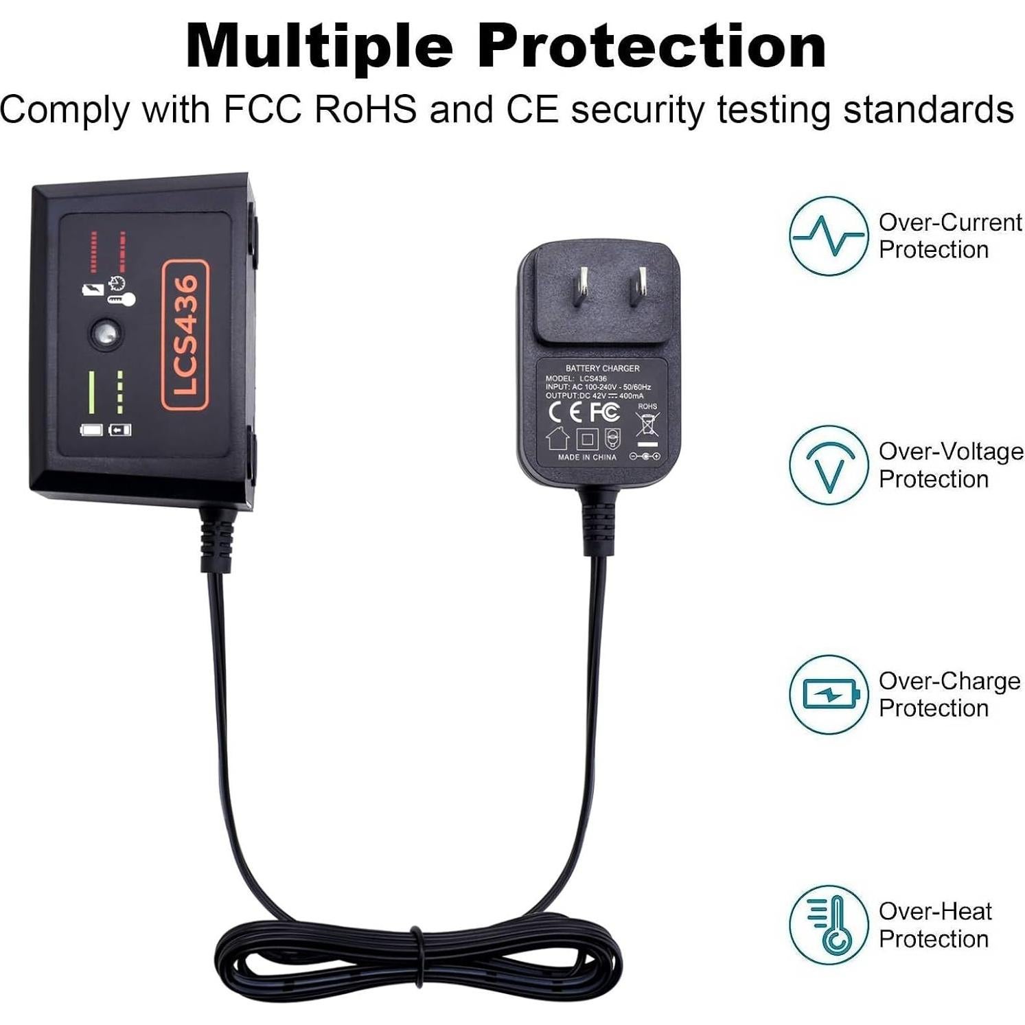 Cargador de Batería 40V MAX Black+Decker LCS36 LCS40 Litio