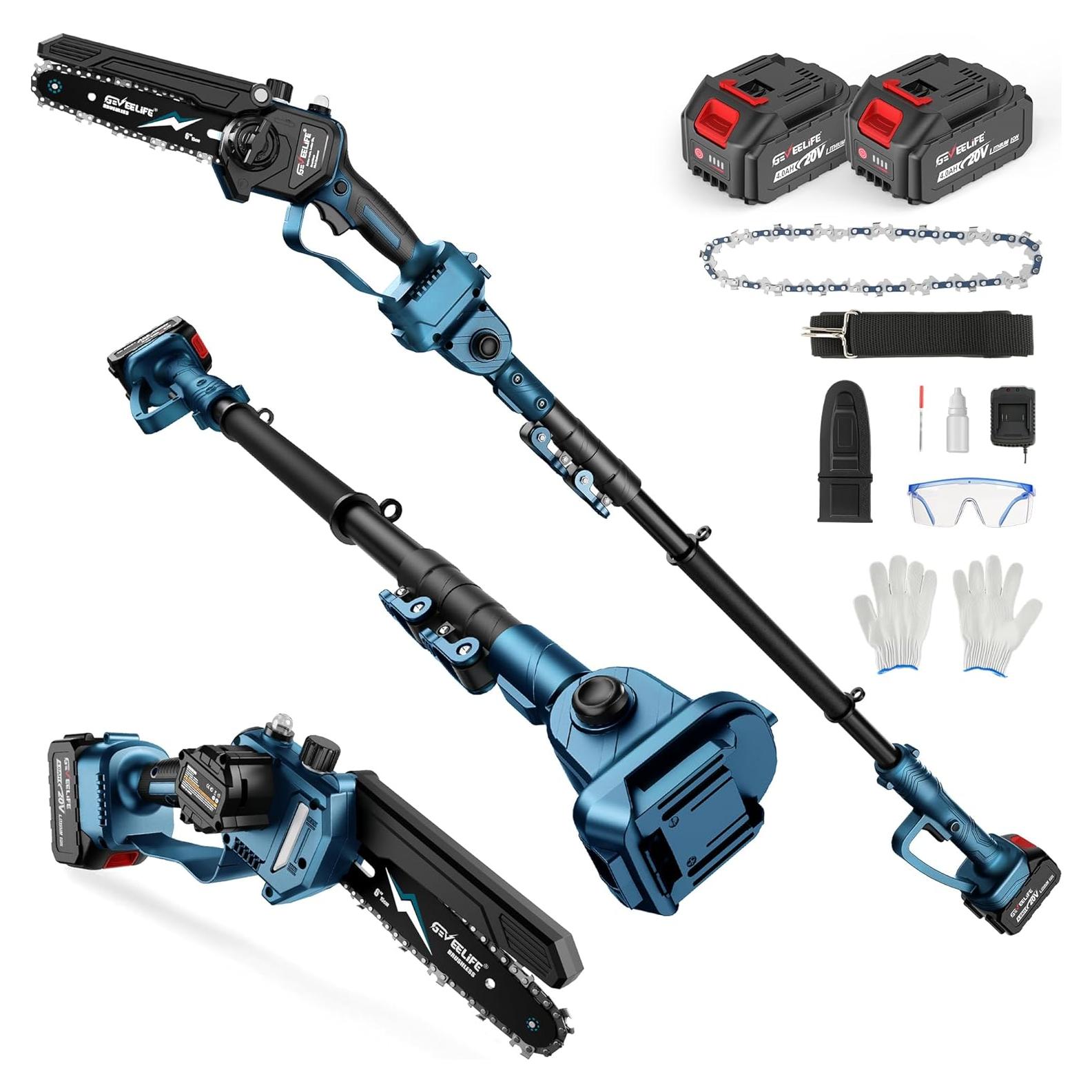 Sierra de Poste Eléctrica GEVEELIFE 2-en-1 15 Pies 6"