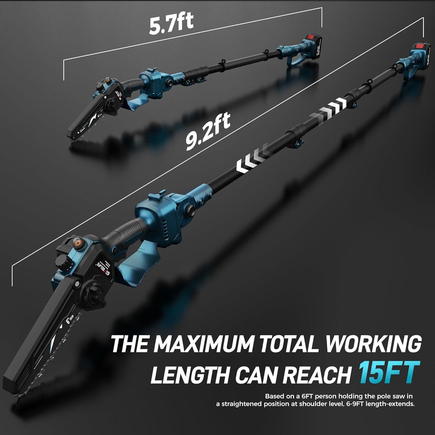 Sierra de Poste Eléctrica GEVEELIFE 2-en-1 15 Pies 6"
