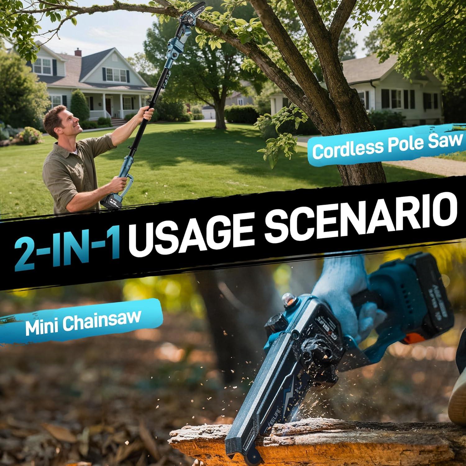 Sierra de Poste Eléctrica GEVEELIFE 2-en-1 15 Pies 6"