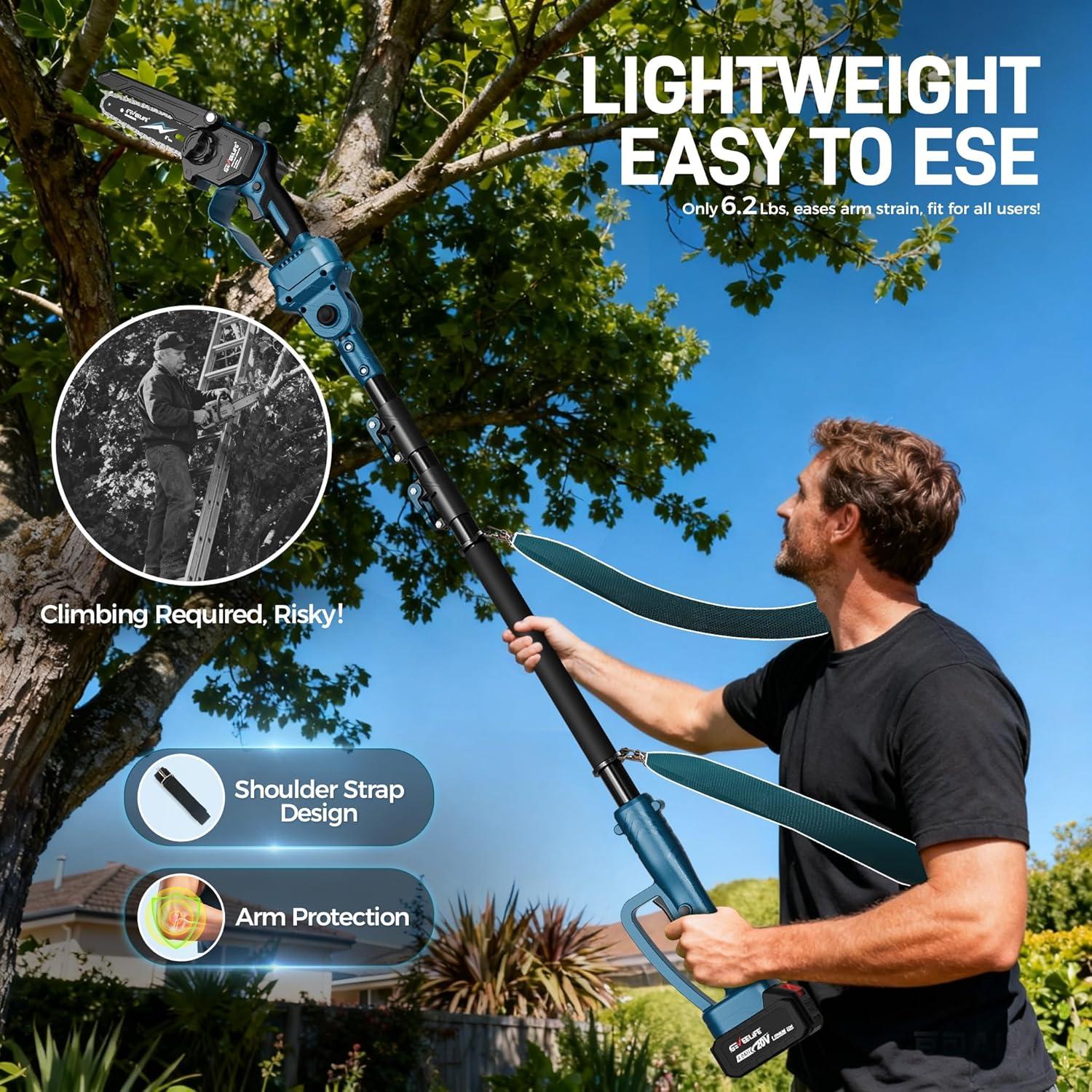 Sierra de Poste Eléctrica GEVEELIFE 2-en-1 15 Pies 6"