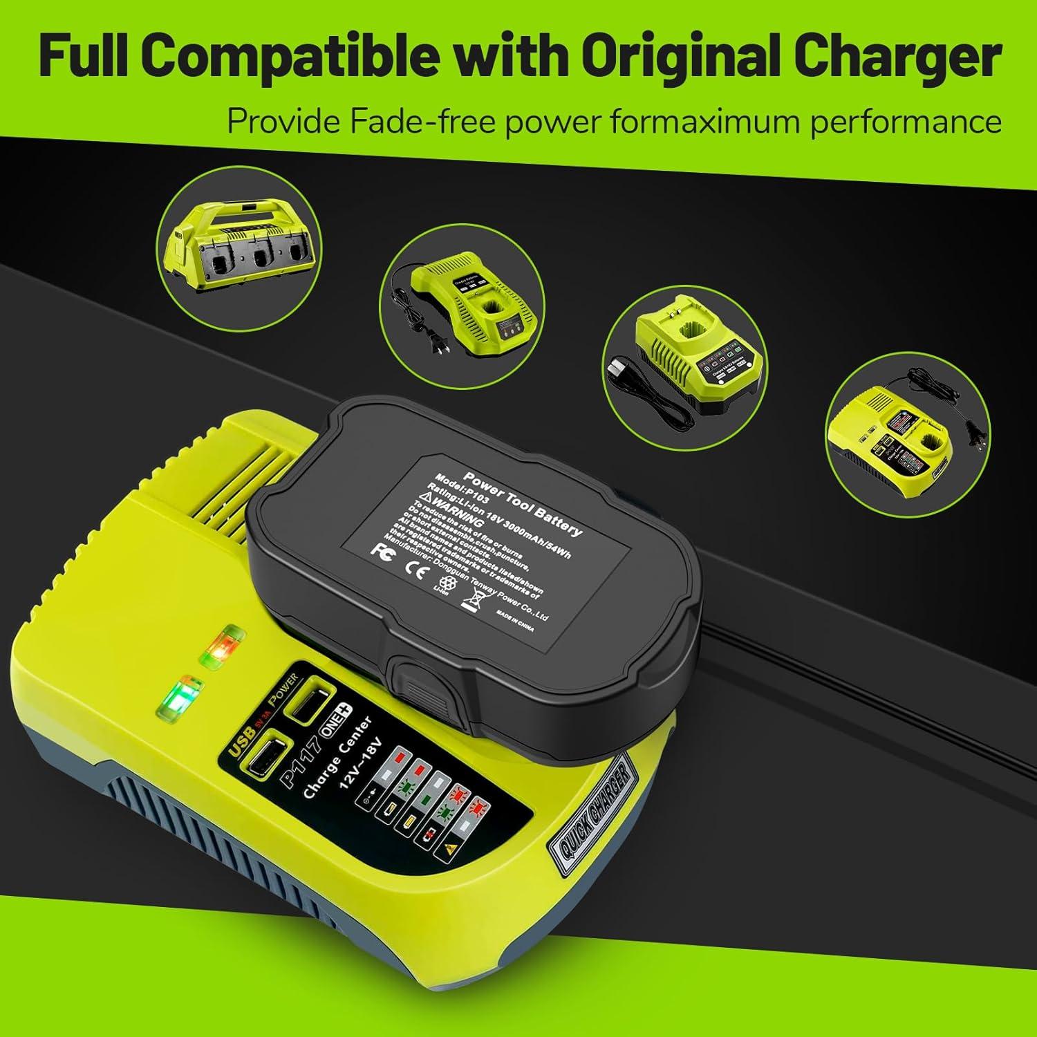 Batería de Litio ARyee 3000mAh 18V para Herramientas Ryobi