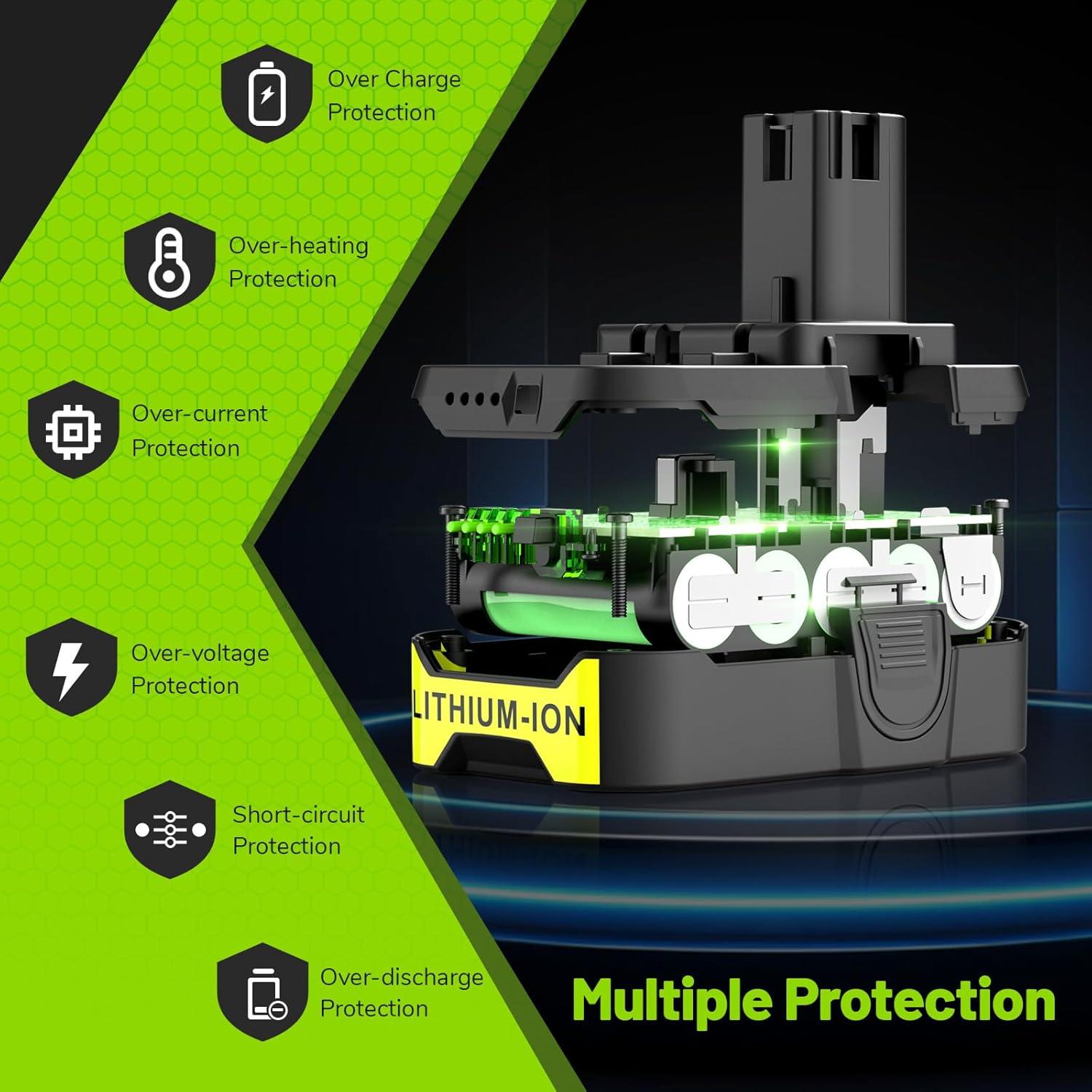 Batería de Litio ARyee 3000mAh 18V para Herramientas Ryobi