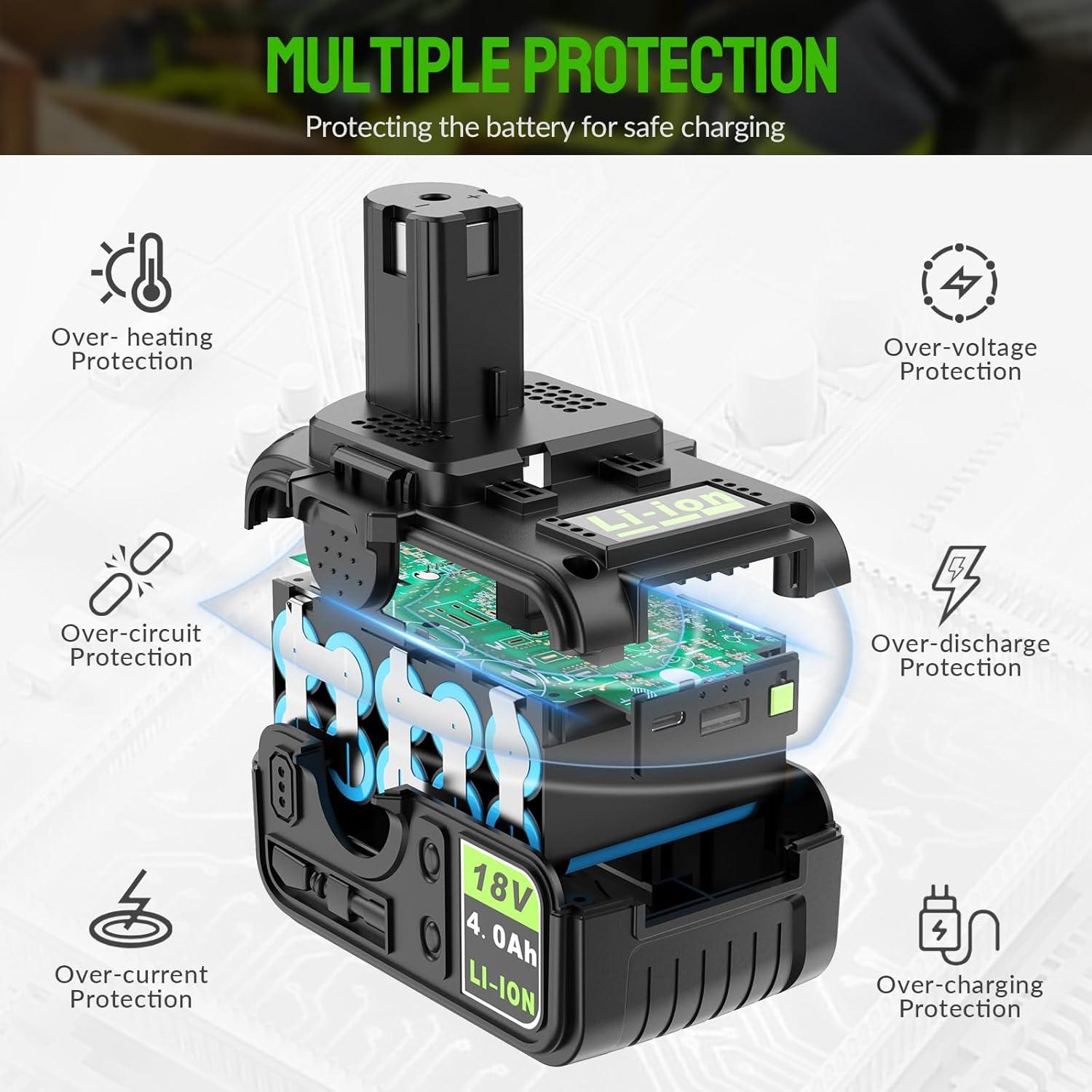 Batería de Reemplazo Abeden 18V para Herramientas Ryobi ONE+