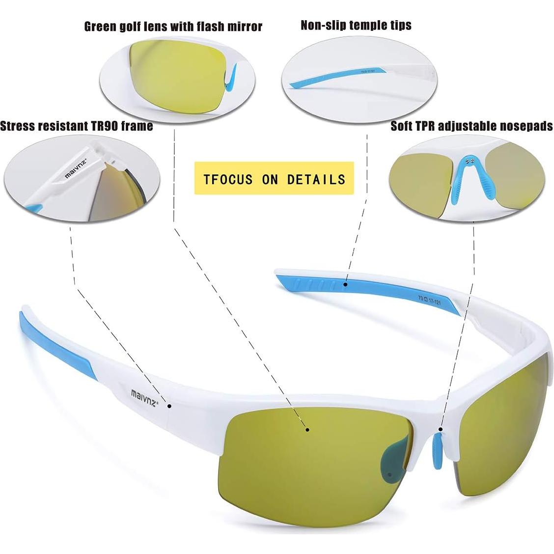 Gafas de Sol de Golf Maivnz con Lente Verde UV400