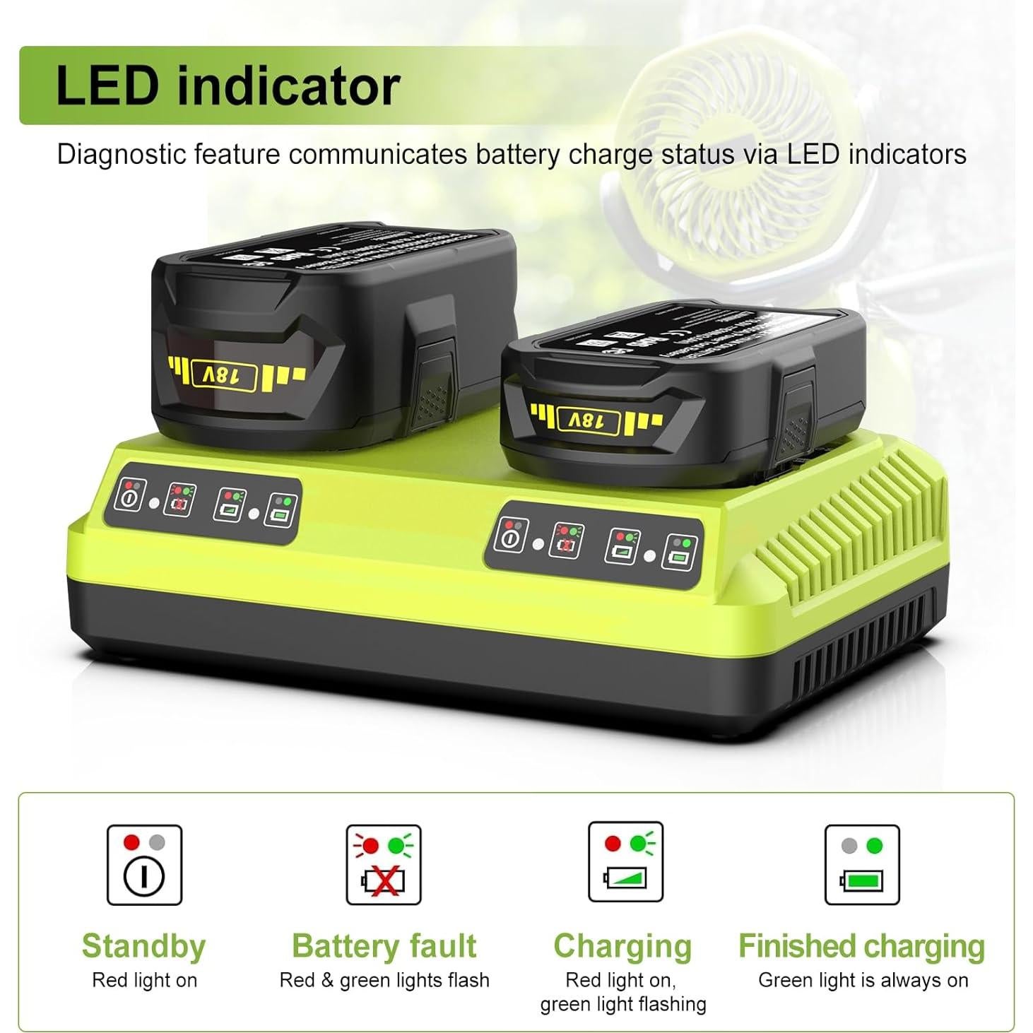 Batería y Cargador Powilling 18V 3.5Ah para Ryobi P102 P108