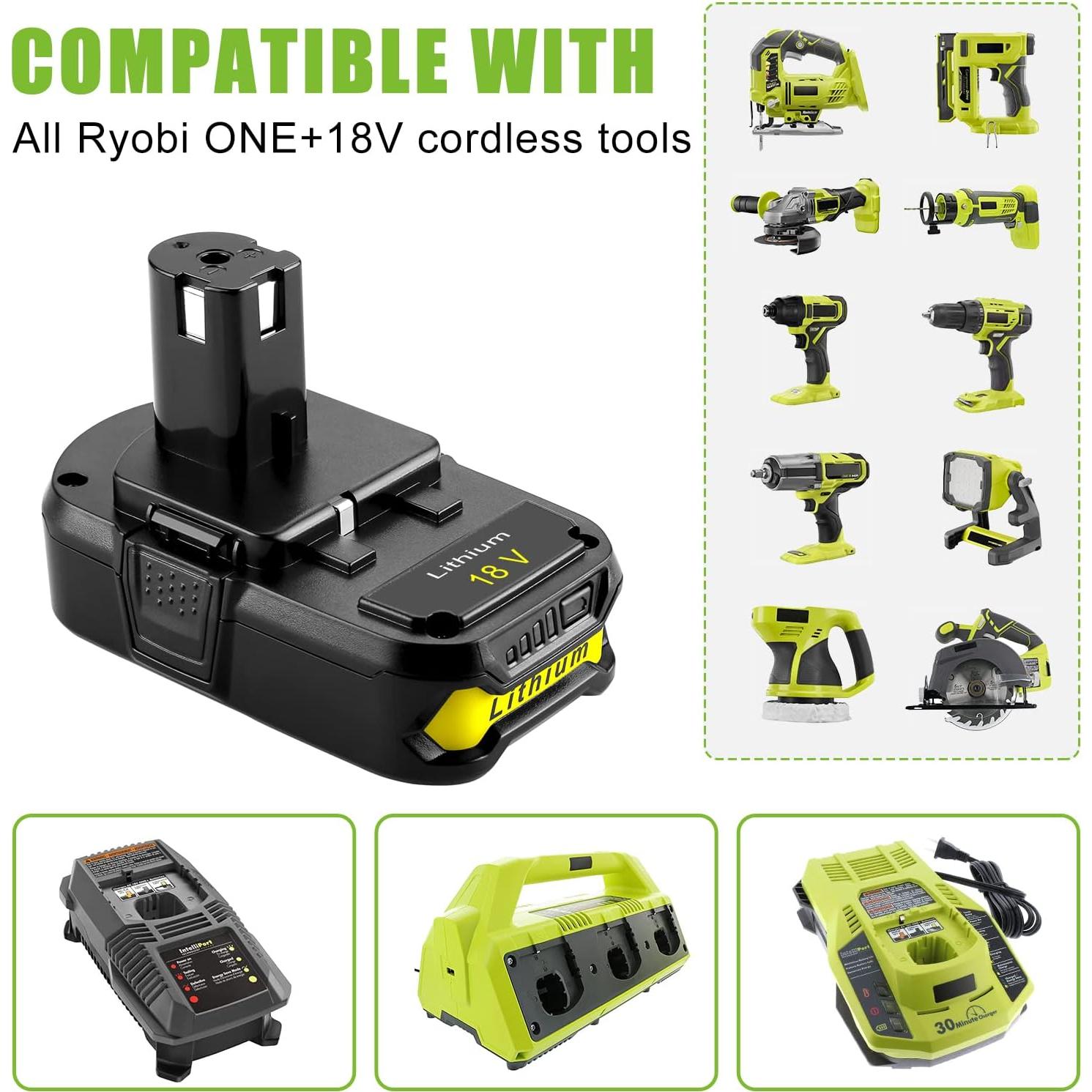 Batería y Cargador Powilling 18V 3.5Ah para Ryobi P102 P108