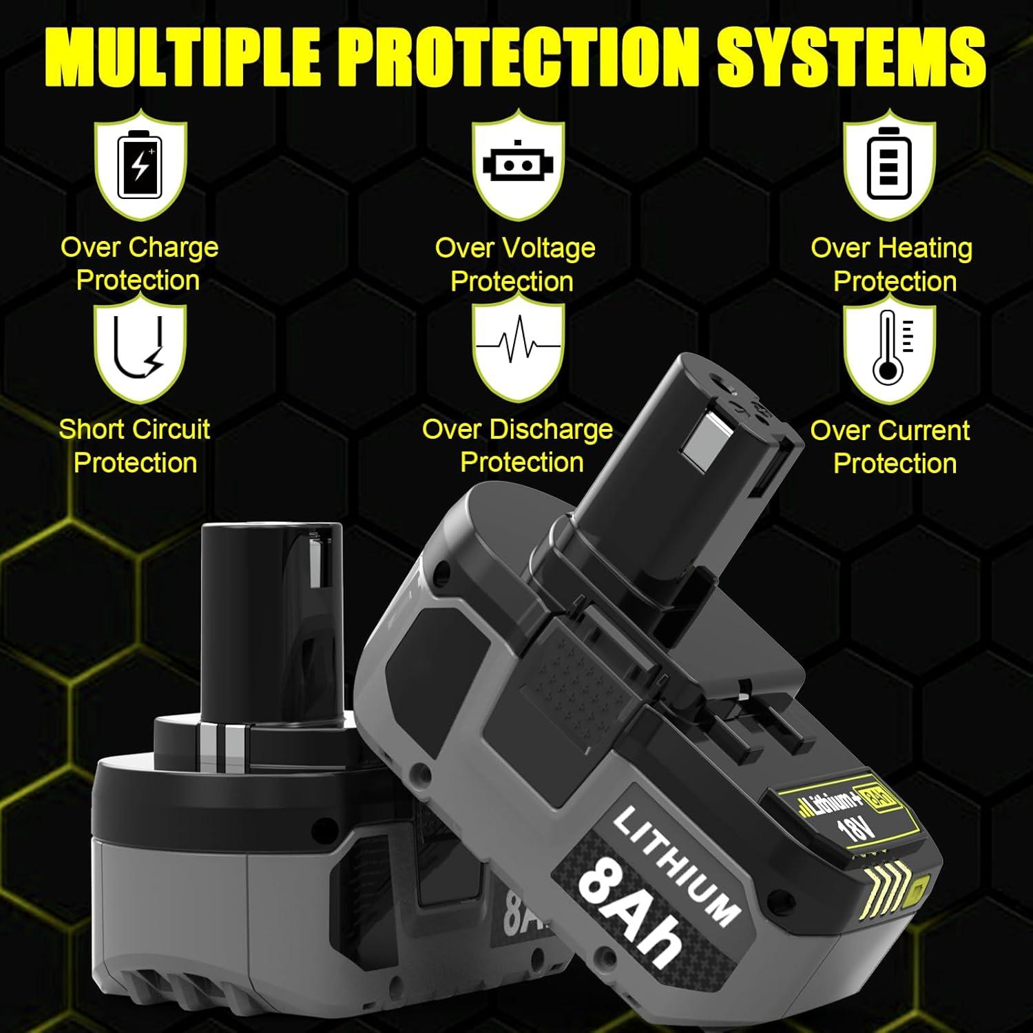 Batería de Reemplazo 18V 8000mAh Litio Ryobi ONE+ (2 pcs)