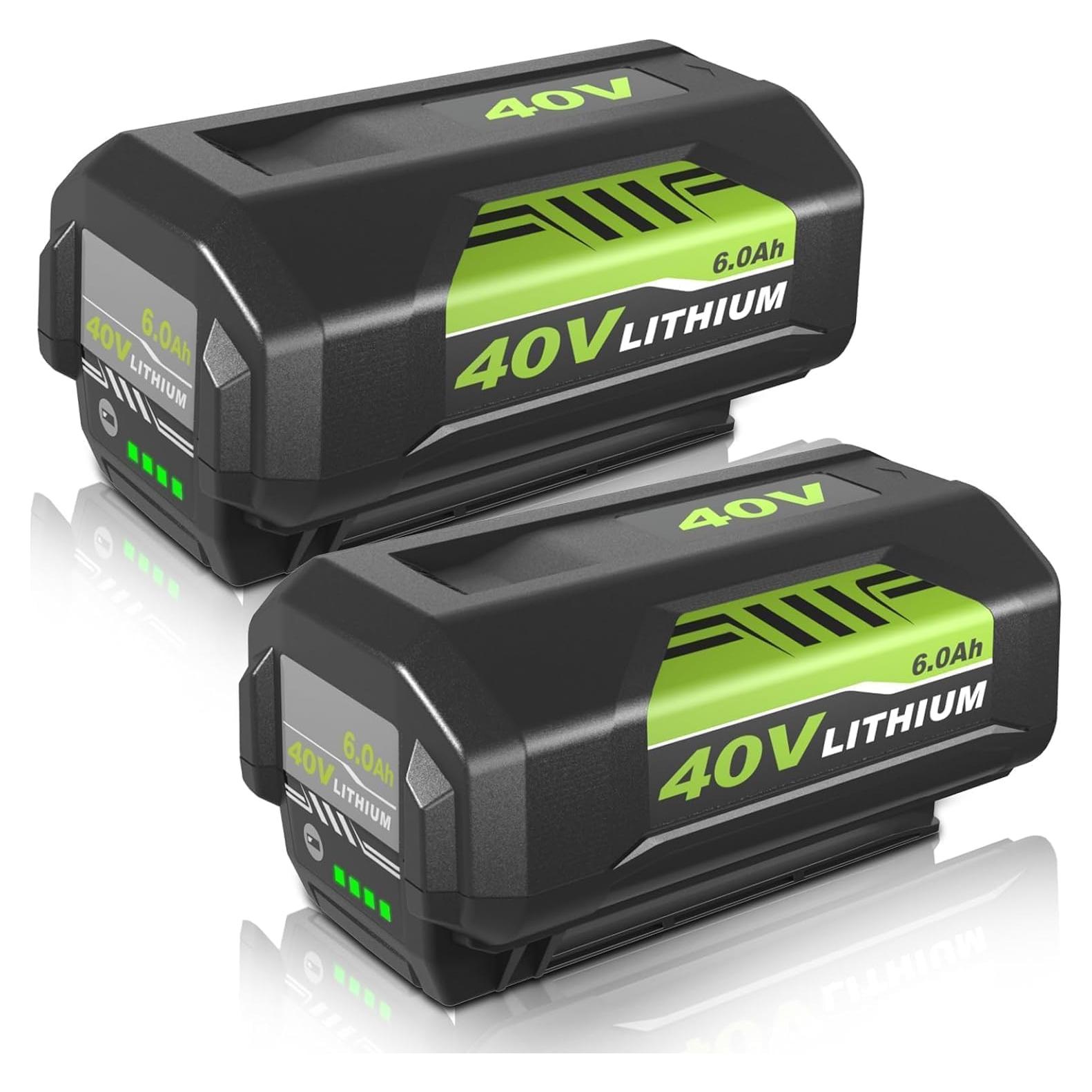 2 Baterías de Litio 40V 6000mAh Ryobi OP40601 Verde