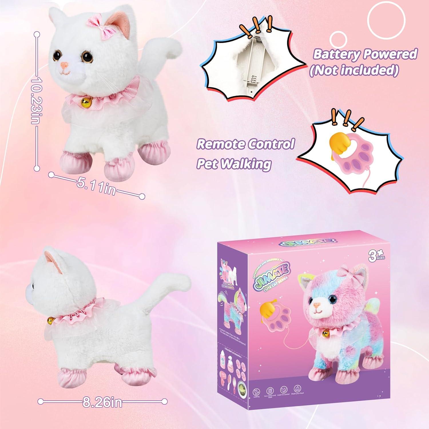 Gato Robot Interactivo de Peluche Blanco con Control Remoto