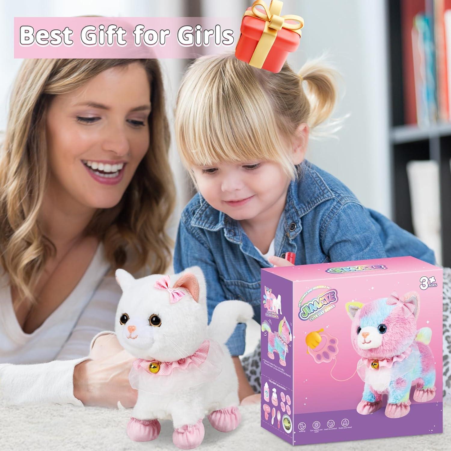 Gato Robot Interactivo de Peluche Blanco con Control Remoto
