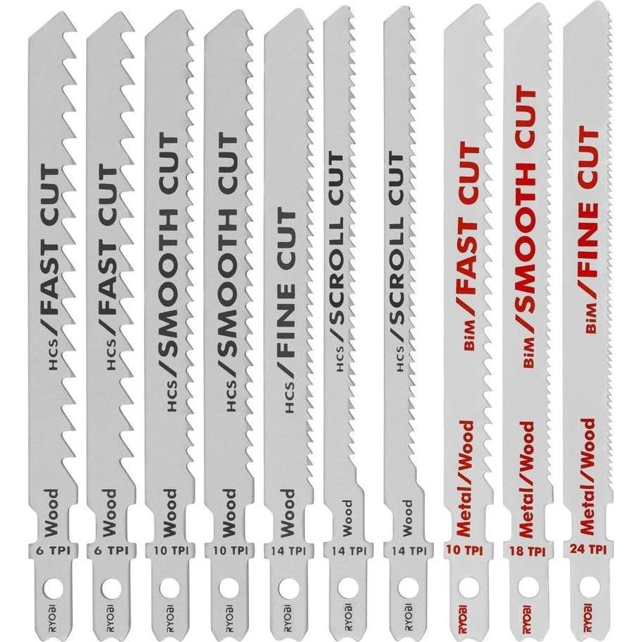 Kit de hojas de sierra de vaivén Ryobi A14AK10 - 10 piezas
