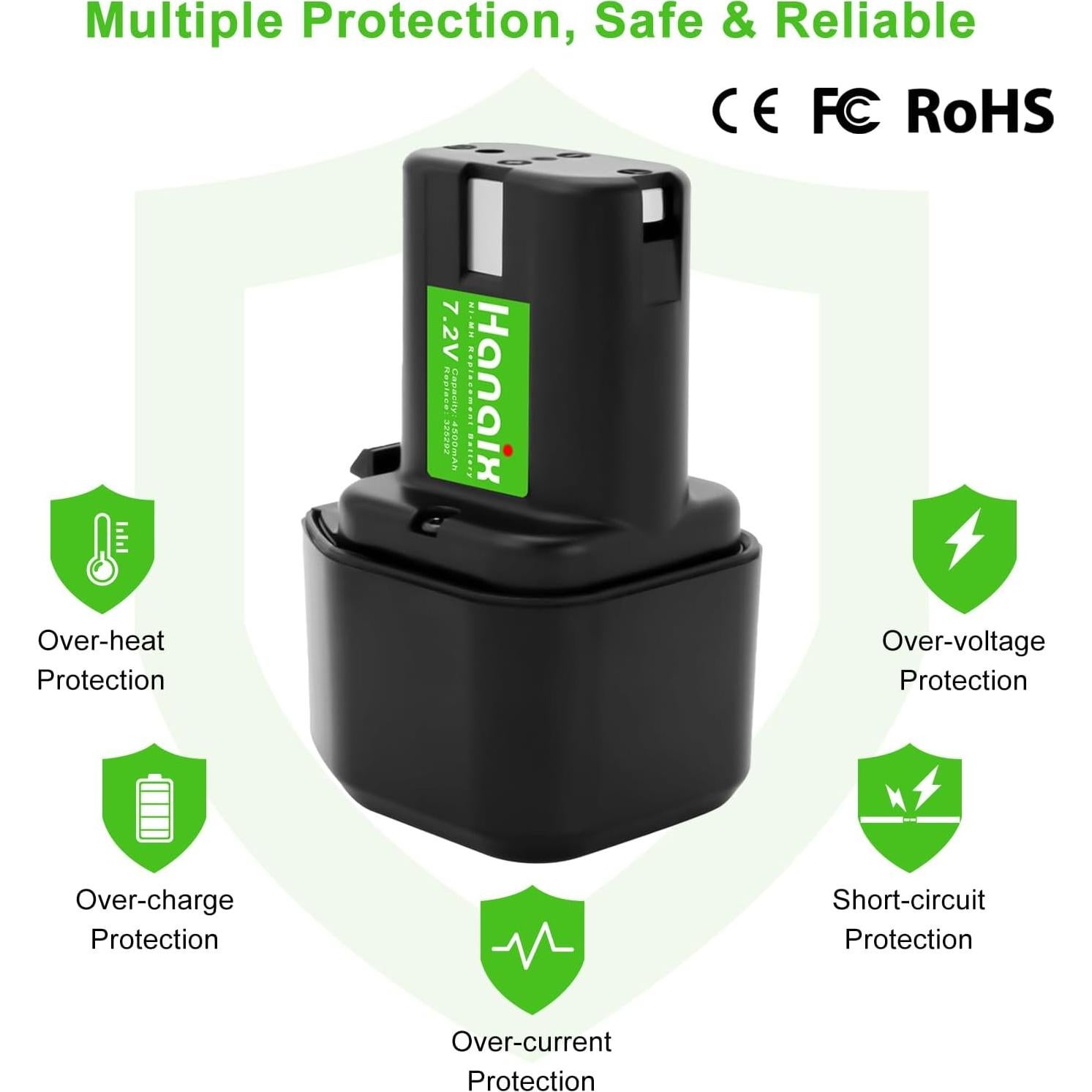 2 Baterías Recargables Ni-MH 7.2V 4500mAh Hitachi 325292