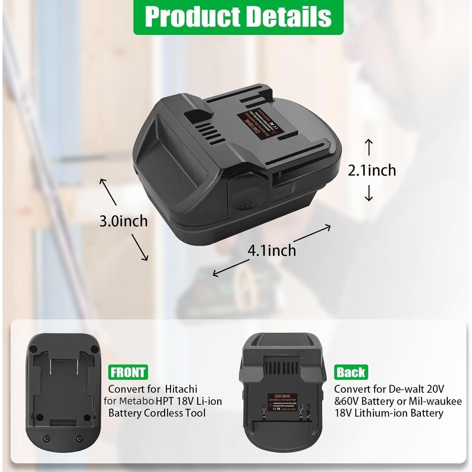 Adaptador de Batería Dewalt 20V a Hitachi 18V/36V - DEWDYS