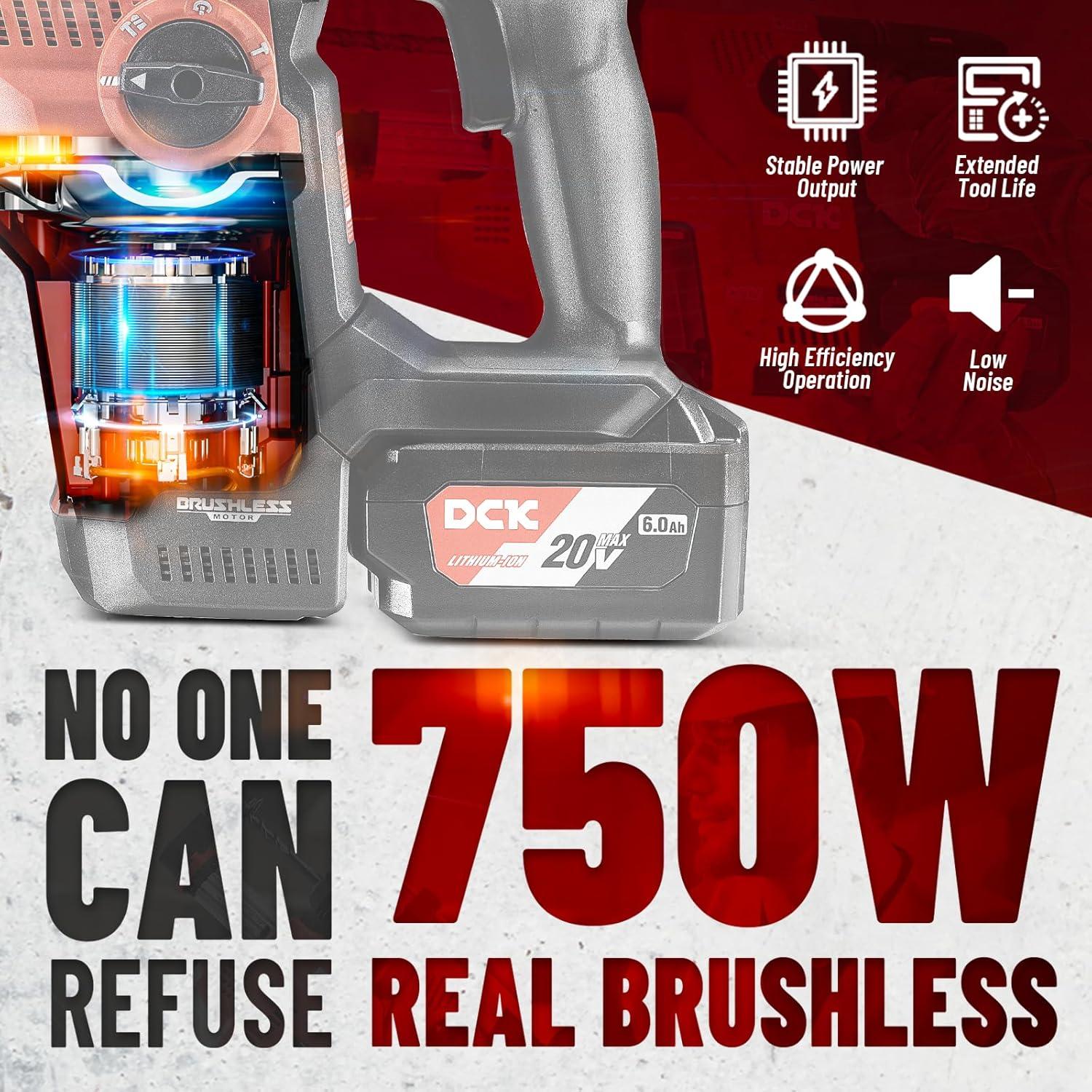 Taladro de Martillo Rotativo DCK 20V Inalámbrico con Extractor de Polvo