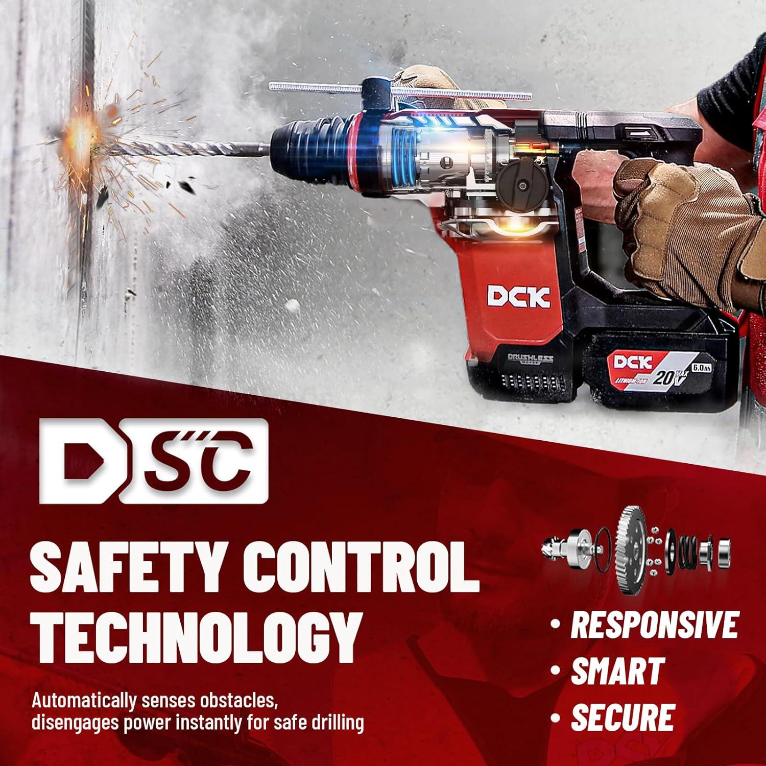 Taladro de Martillo Rotativo DCK 20V Inalámbrico con Extractor de Polvo