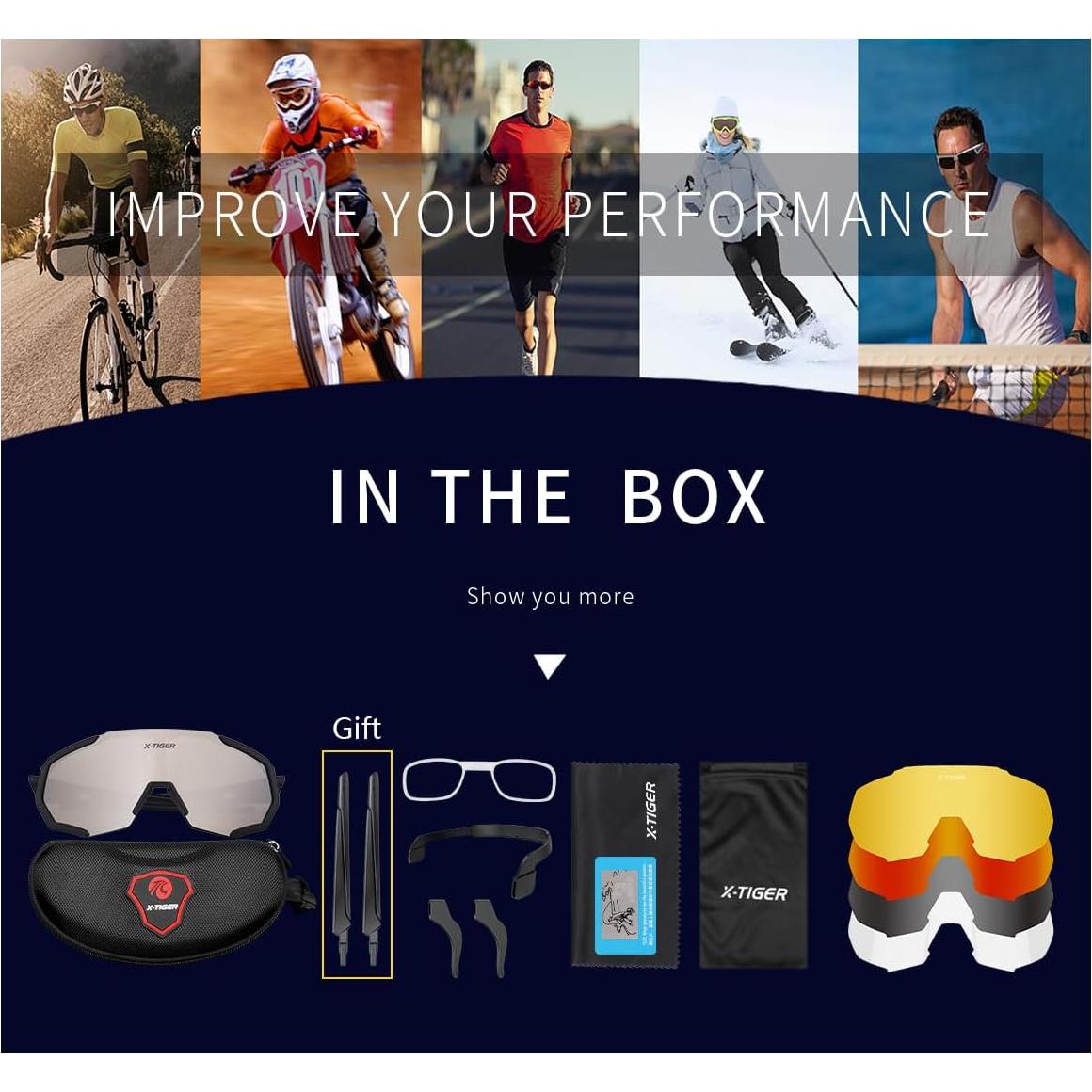 Gafas de Sol X-TIGER Polarizadas 5 Lentes Intercambiables