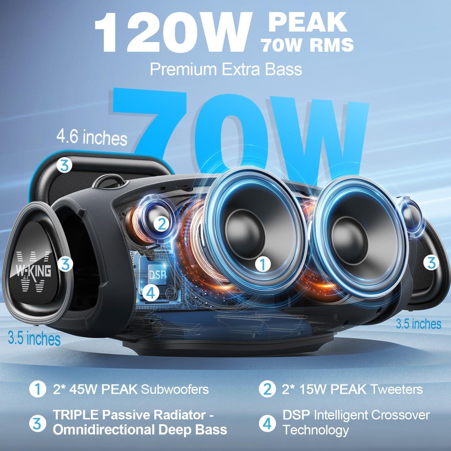 Altavoz Bluetooth Inalámbrico W-KING X10 120W IPX6 42H