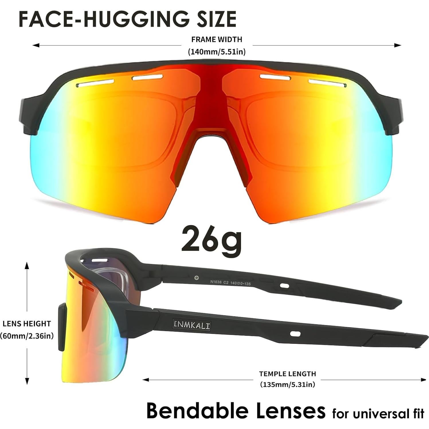 Gafas de Sol Deportivas INMKALI UV400 para Ciclismo y Más