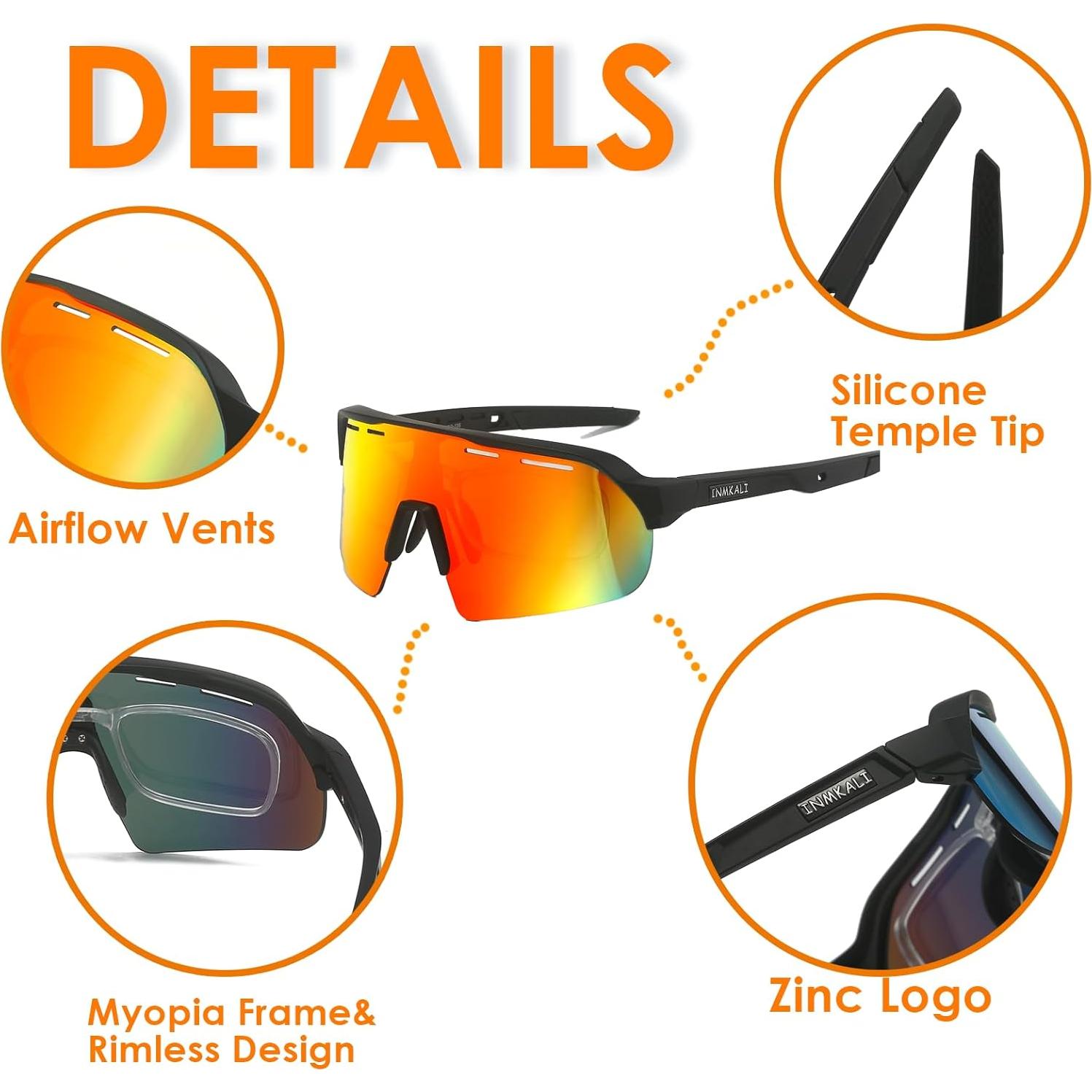 Gafas de Sol Deportivas INMKALI UV400 para Ciclismo y Más