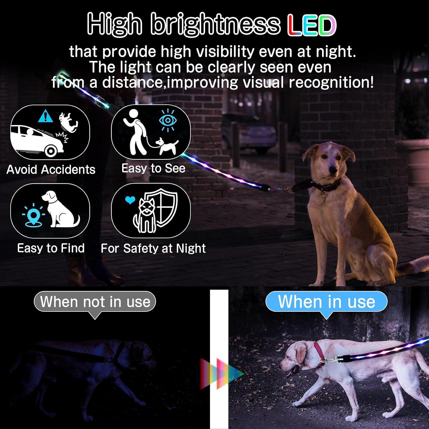 Correa LED para Perros Yoheueoa 1.22 m Recargable 12 Modos