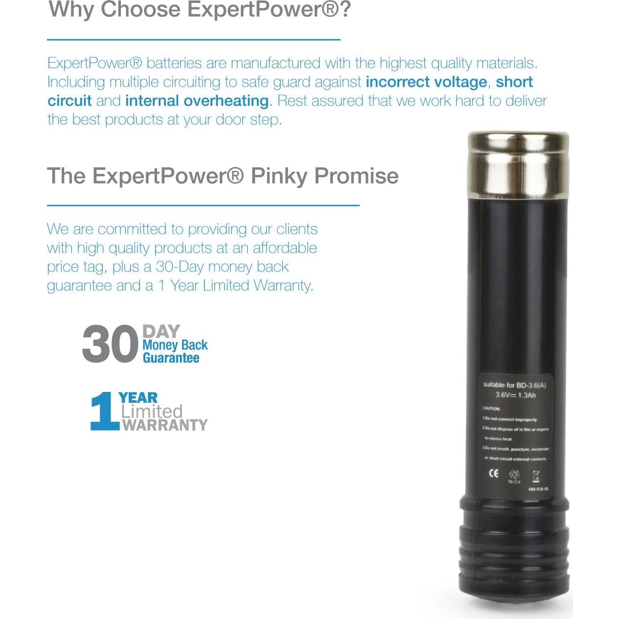 Batería NiCd 3.6V 1300mAh ExpertPower + Cargador Black & Decker