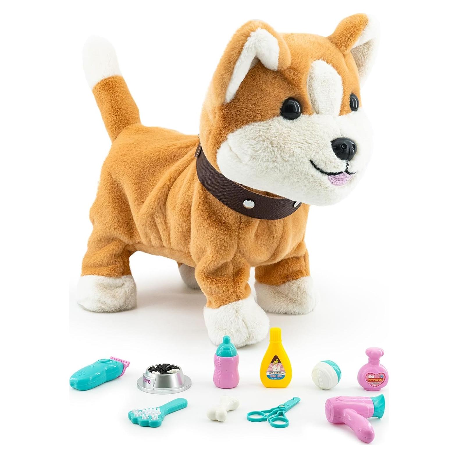 Perro de Peluche Interactivo SHANTOU Amarillo 11 Accesorios