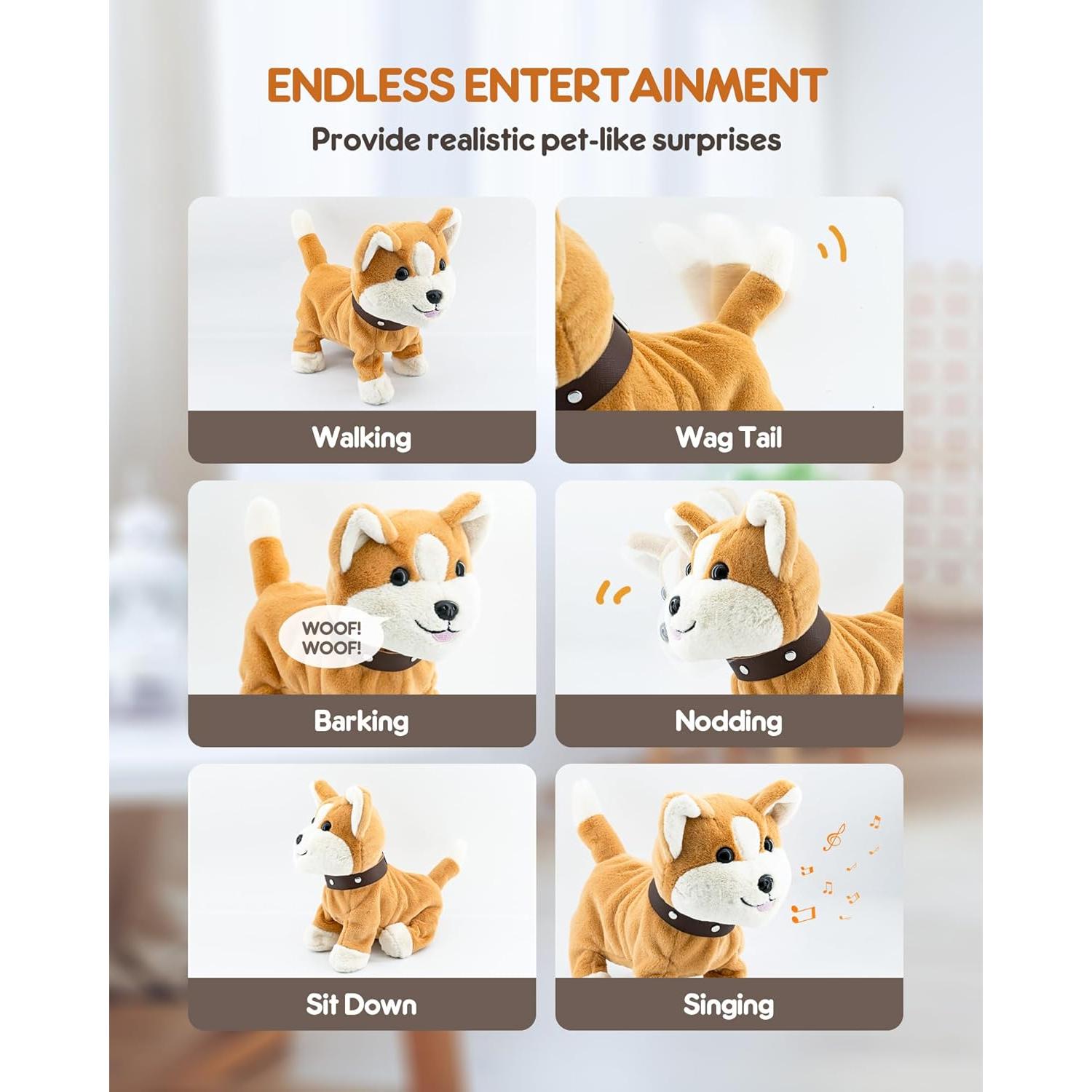 Perro de Peluche Interactivo SHANTOU Amarillo 11 Accesorios