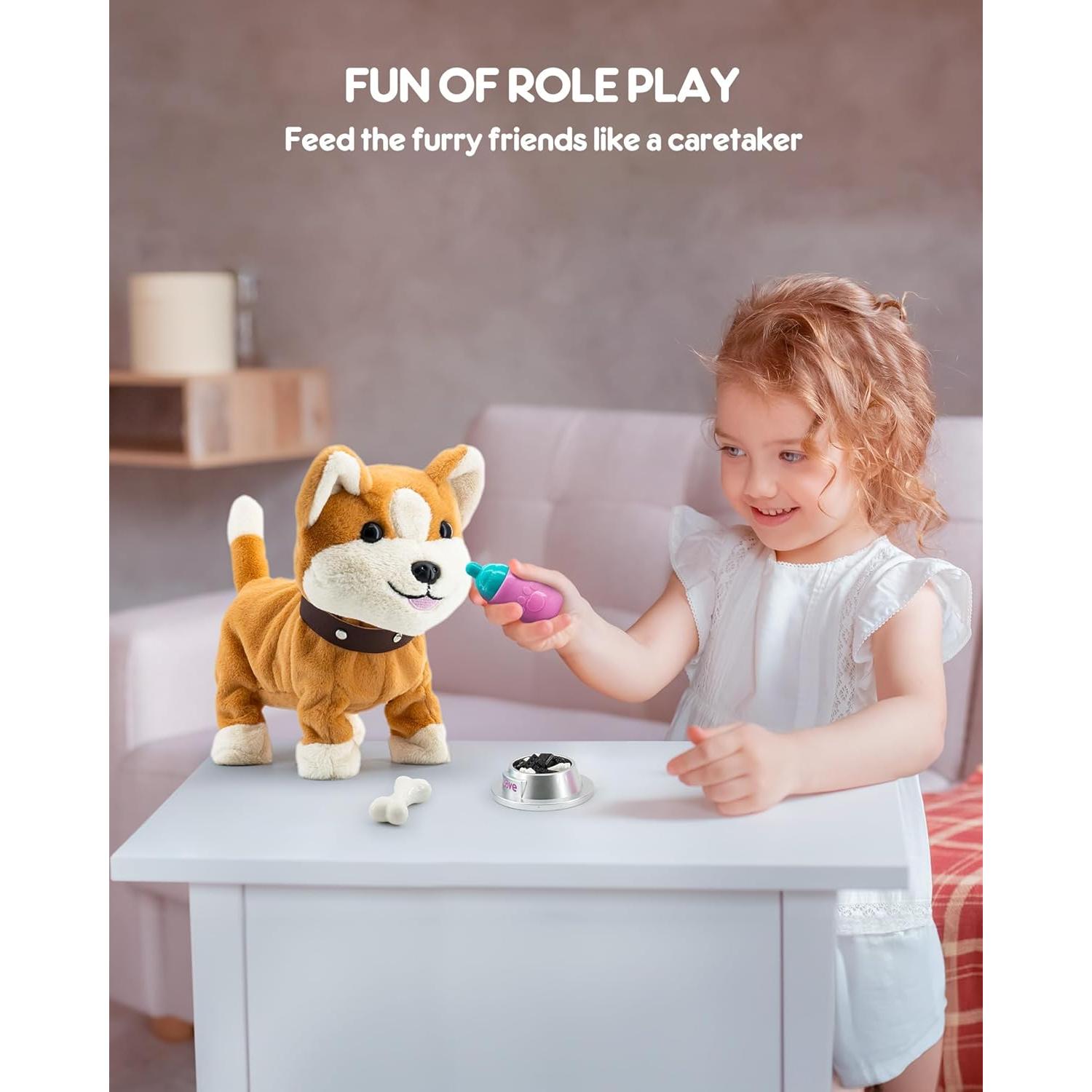 Perro de Peluche Interactivo SHANTOU Amarillo 11 Accesorios