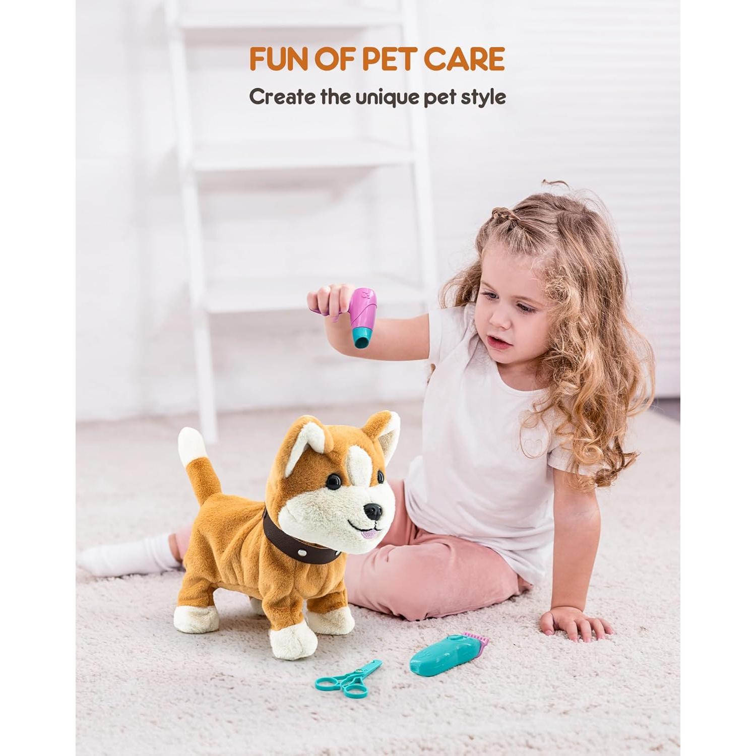 Perro de Peluche Interactivo SHANTOU Amarillo 11 Accesorios