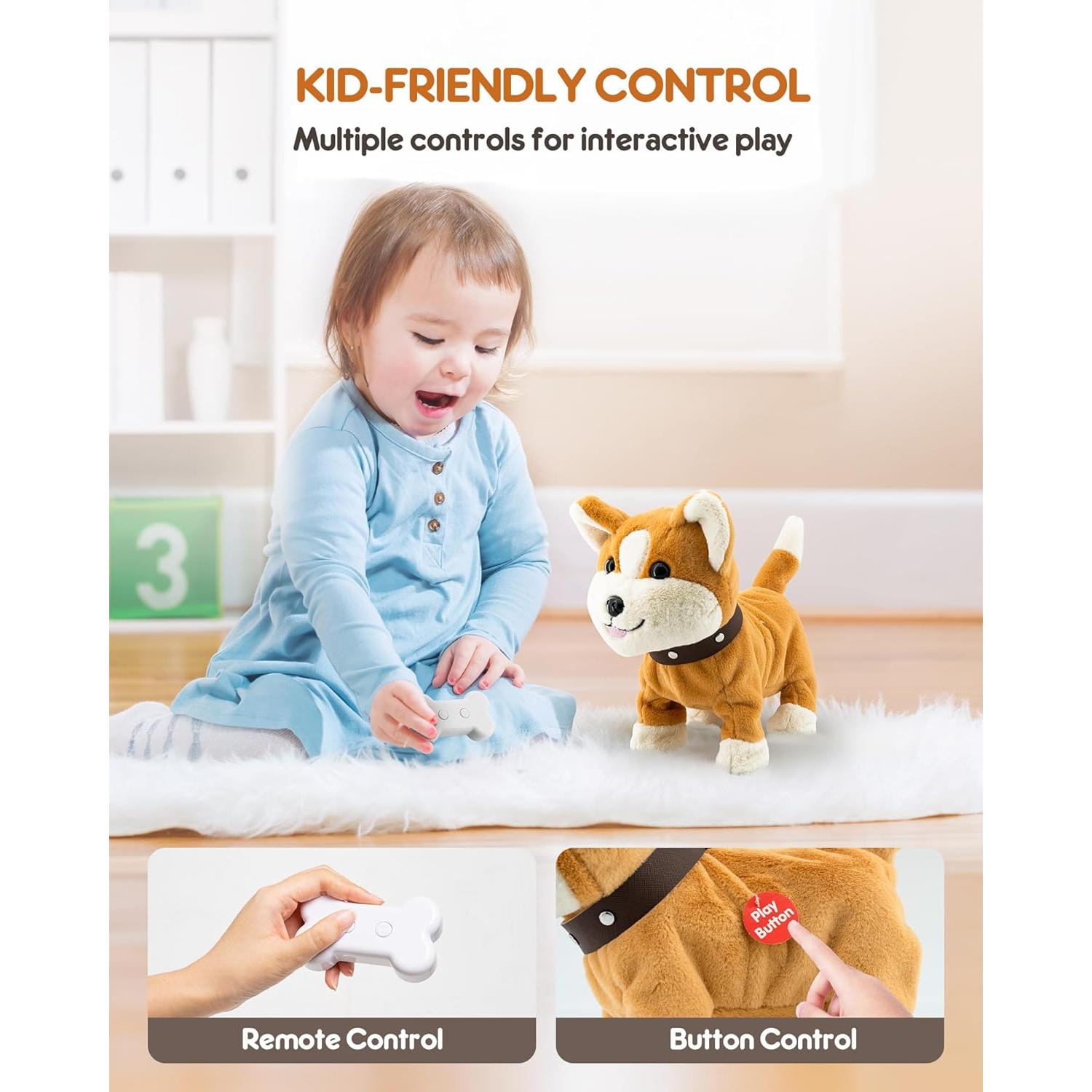 Perro de Peluche Interactivo SHANTOU Amarillo 11 Accesorios