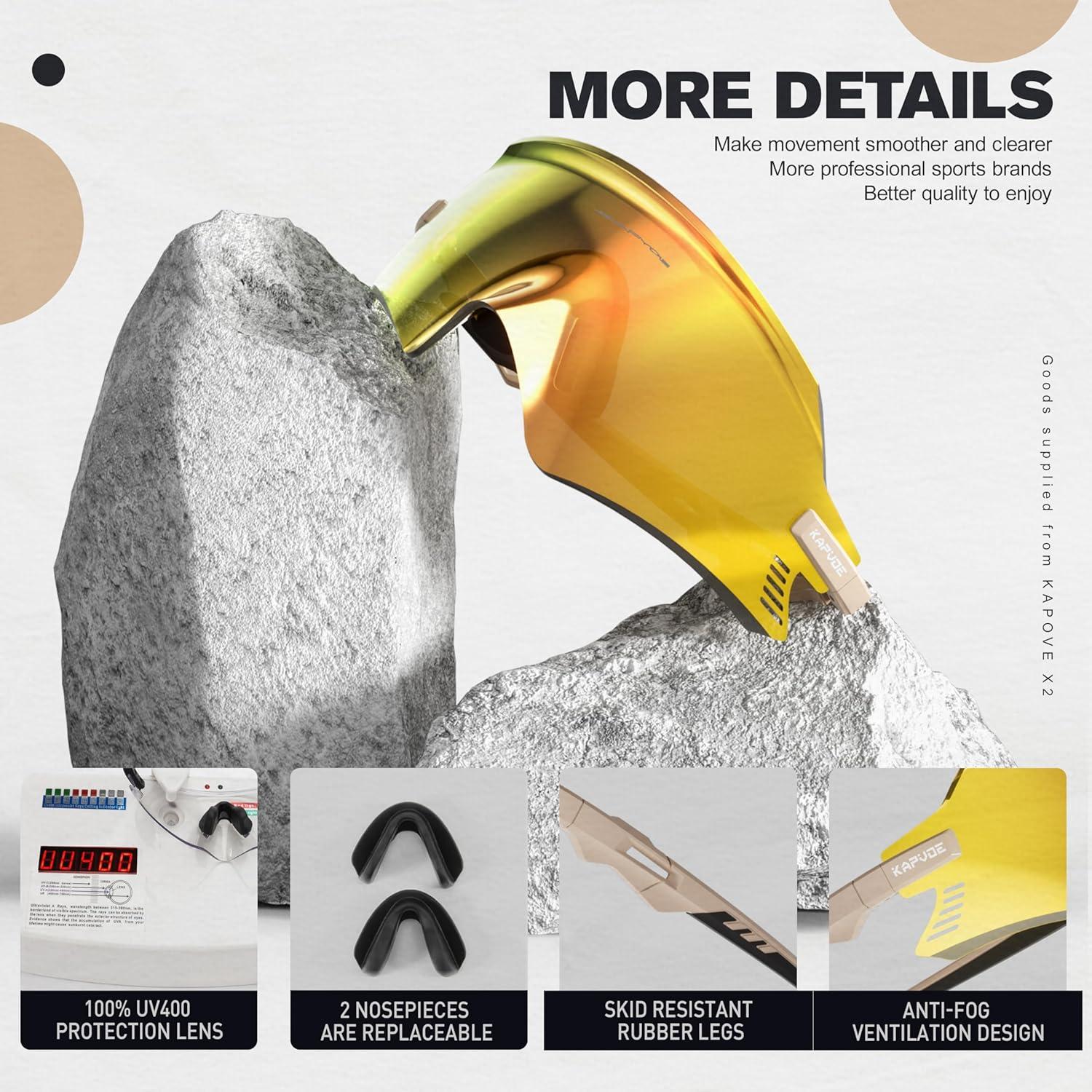 Gafas de Ciclismo KAPVOE K2 UV400 para MTB y Triatlón