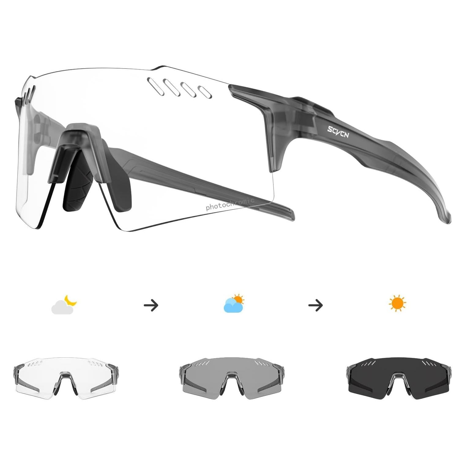 Gafas de Ciclismo SCVCN Fotoquímicas UV400 TR90 Gris