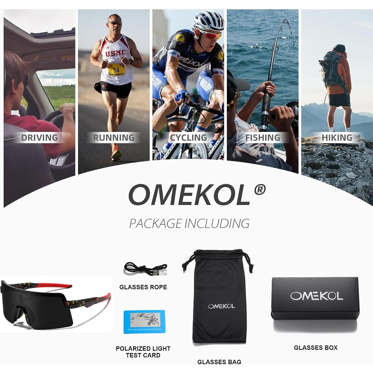 Gafas de Sol Polarizadas OMEKOL Adultos UV400 Ciclismo