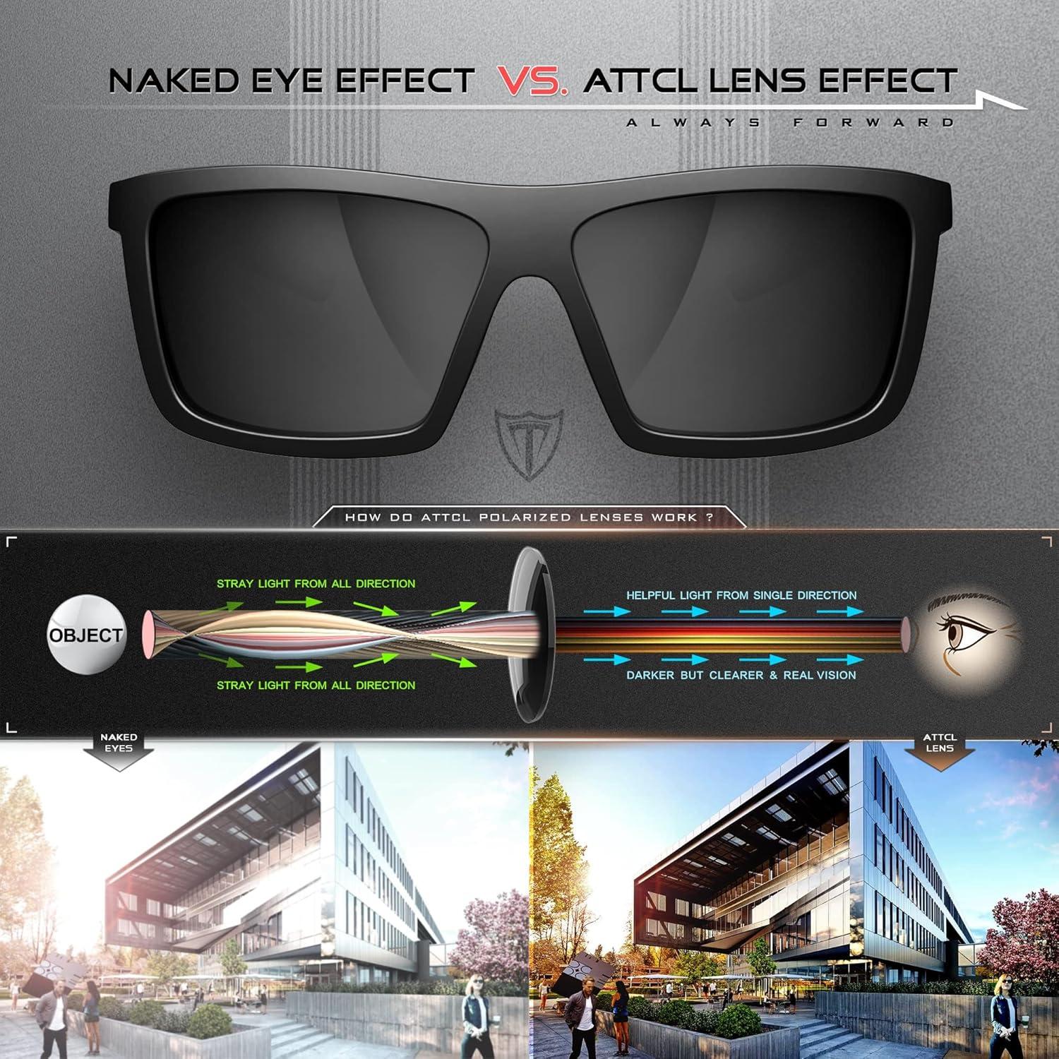 Gafas de sol polarizadas ATTCL para hombres UV 100% protección