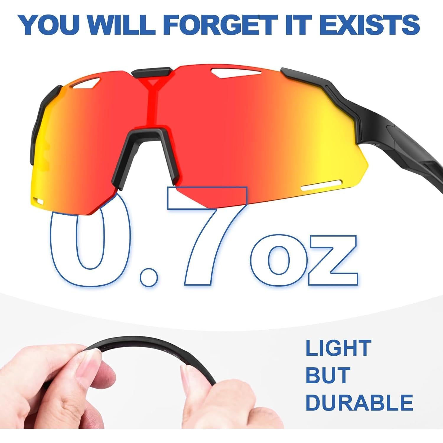 Gafas de sol deportivas AJBAY polarizadas UV400 ligeras