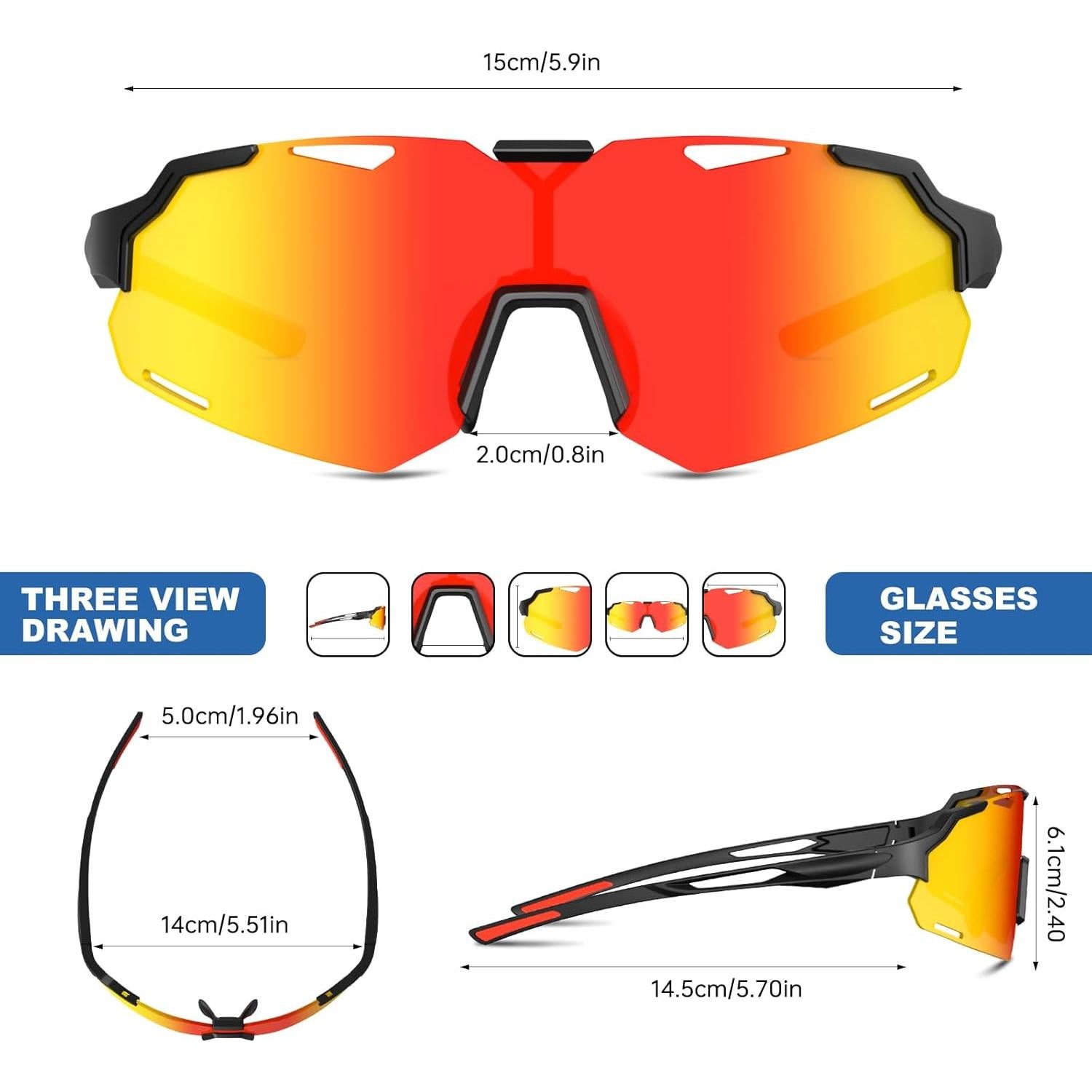 Gafas de sol deportivas AJBAY polarizadas UV400 ligeras