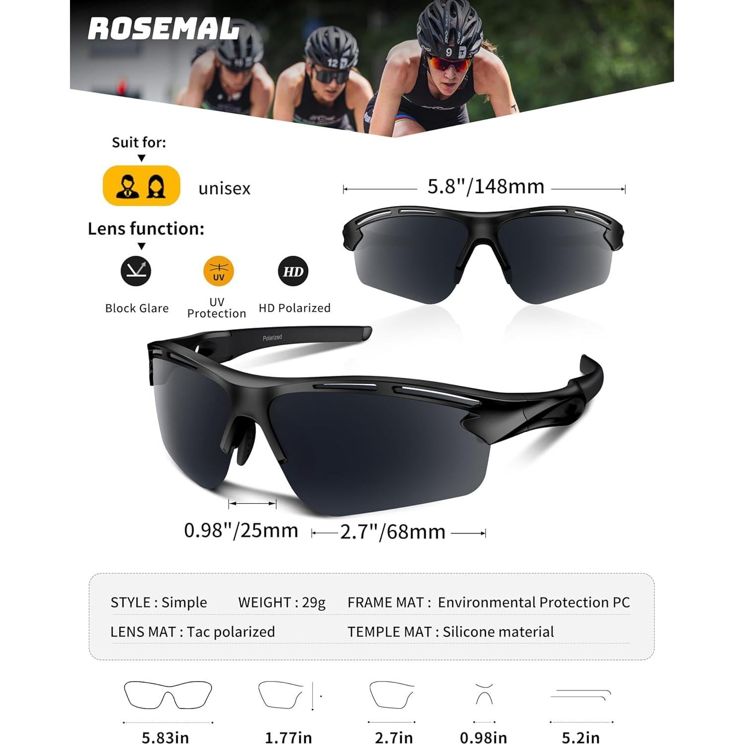 Gafas de sol deportivas Rosemal modelo 7253 UV400 TR90