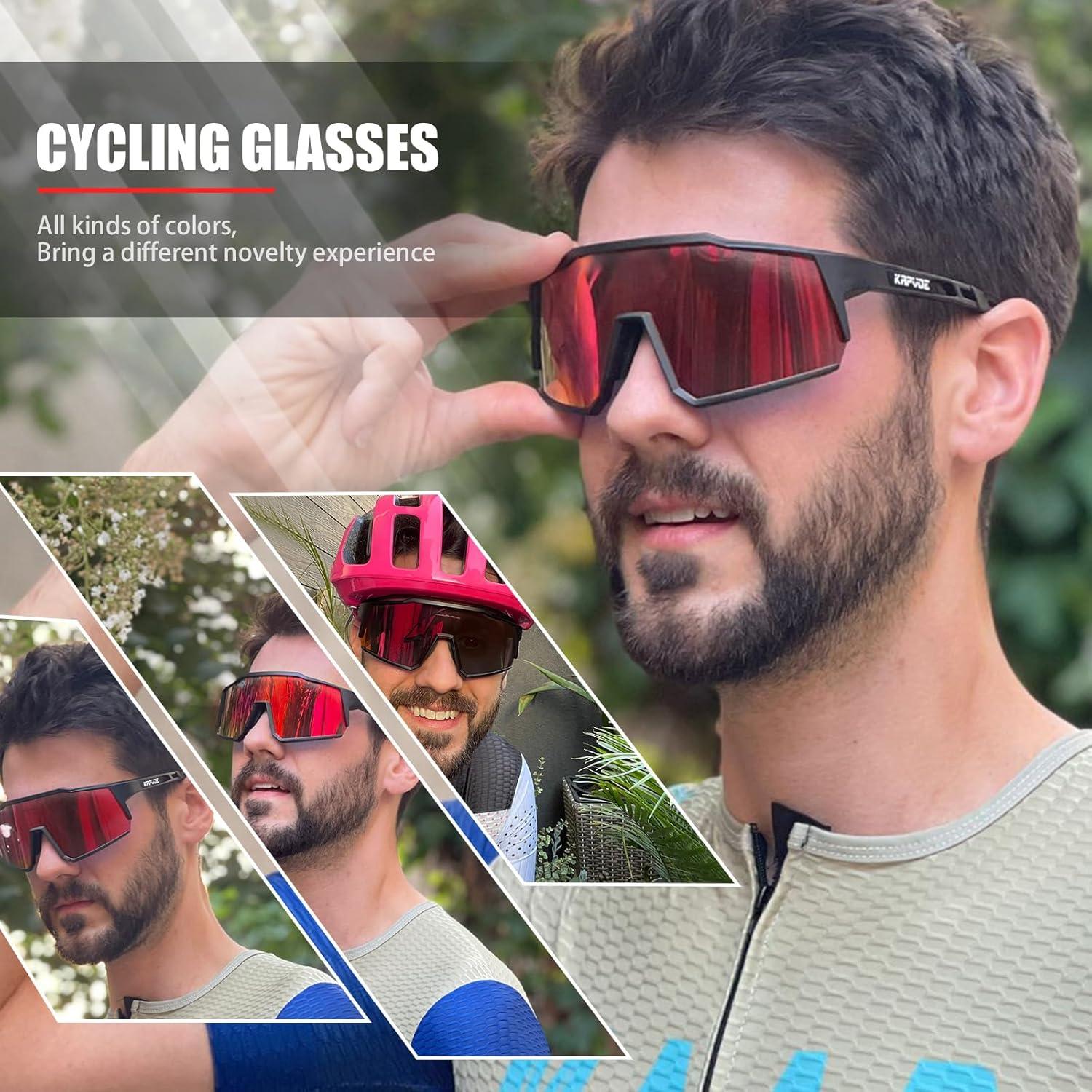 Gafas de Ciclismo KAPVOE TR90 4 Lentes Intercambiables