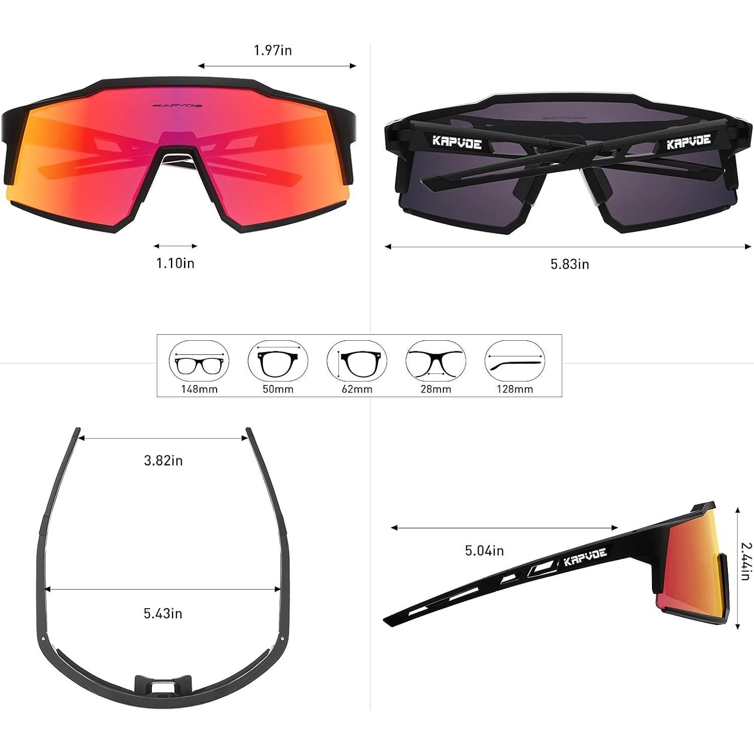 Gafas de Ciclismo KAPVOE TR90 4 Lentes Intercambiables