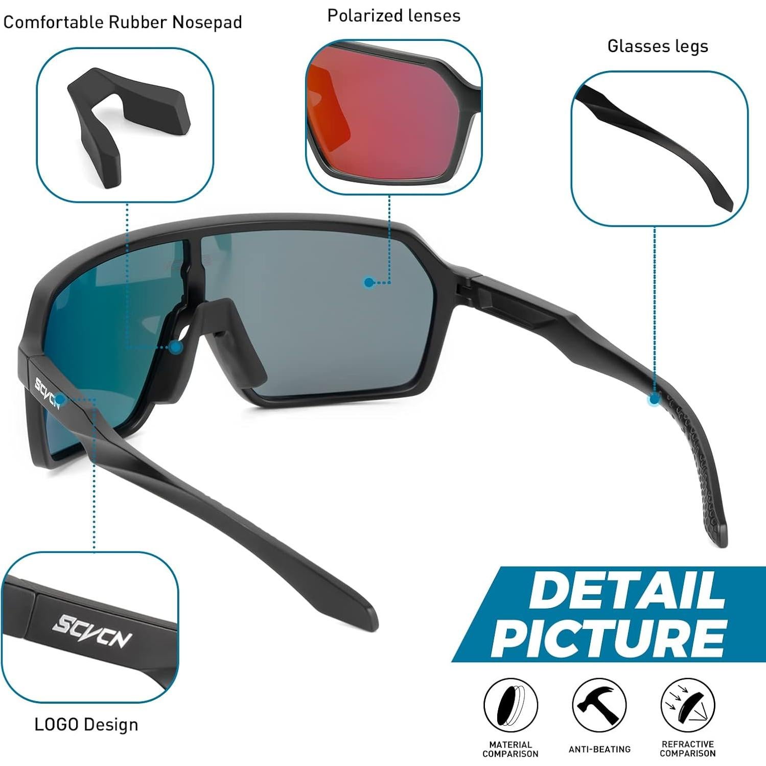 Gafas de Ciclismo Polarizadas SCVCN S61 UV400 Antideslizantes