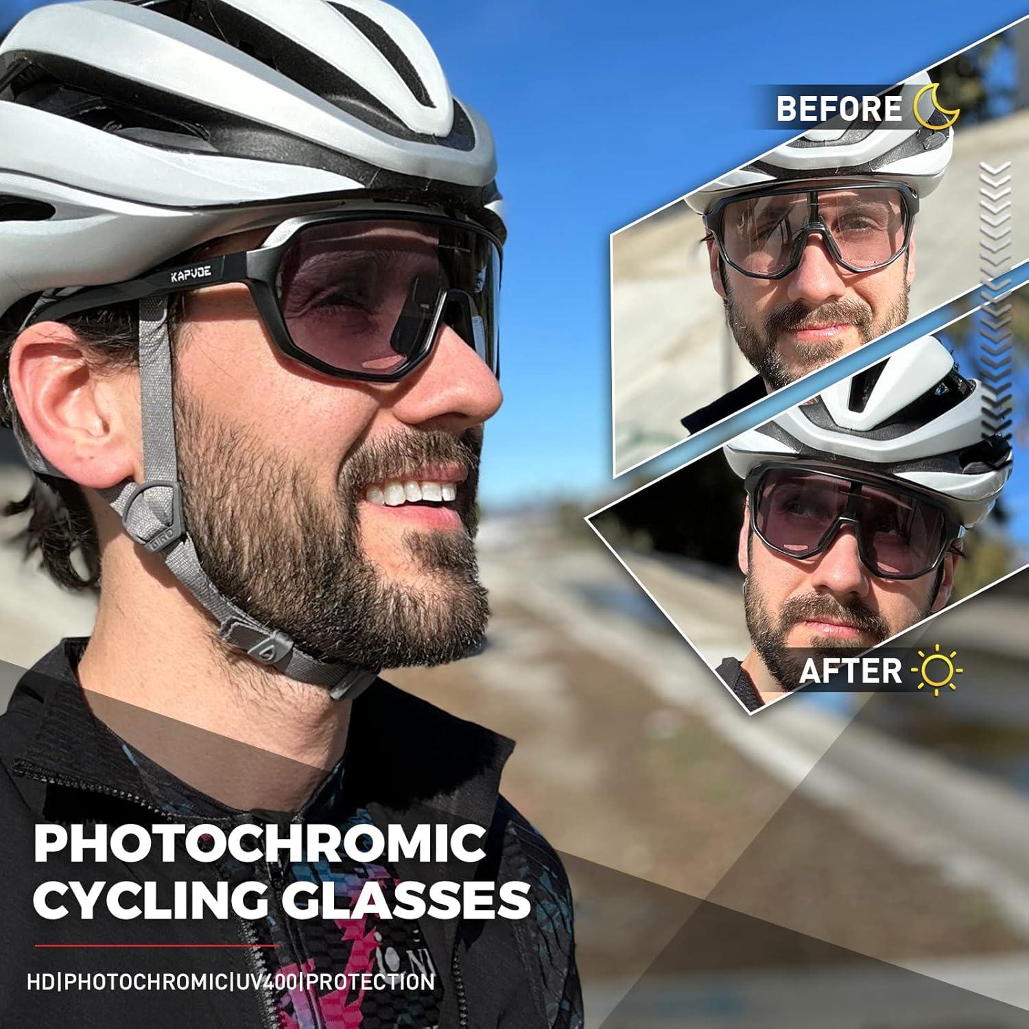 Gafas de Ciclismo KAPVOE Fotoquímicas UV400 para Adultos
