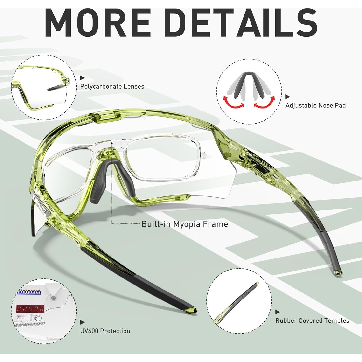 Gafas de Ciclismo KAPVOE Fotochromic UV400 para MTB