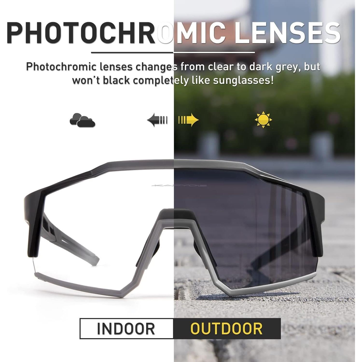 Gafas de Ciclismo KAPVOE K9022 Fotoquímicas UV400