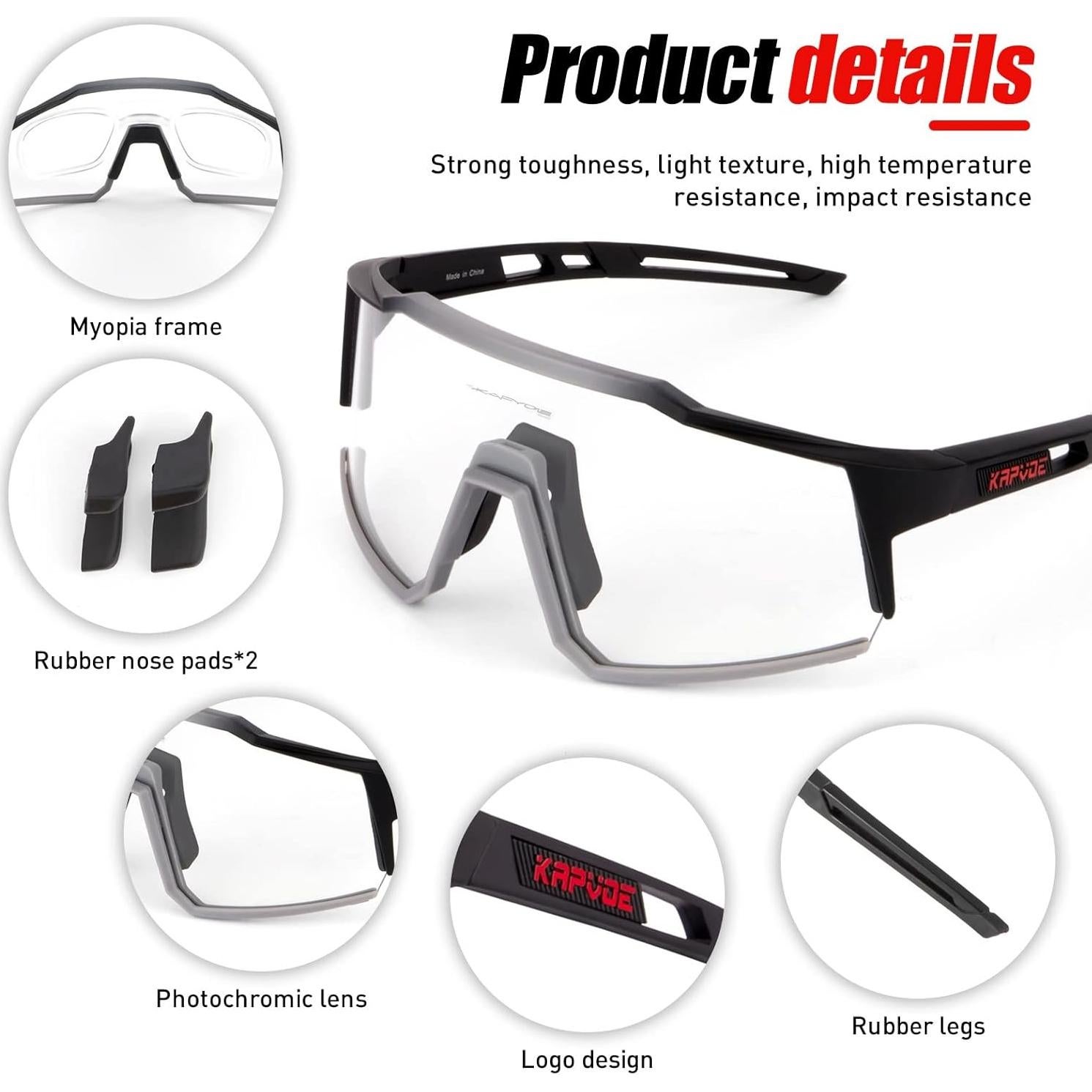 Gafas de Ciclismo KAPVOE K9022 Fotoquímicas UV400