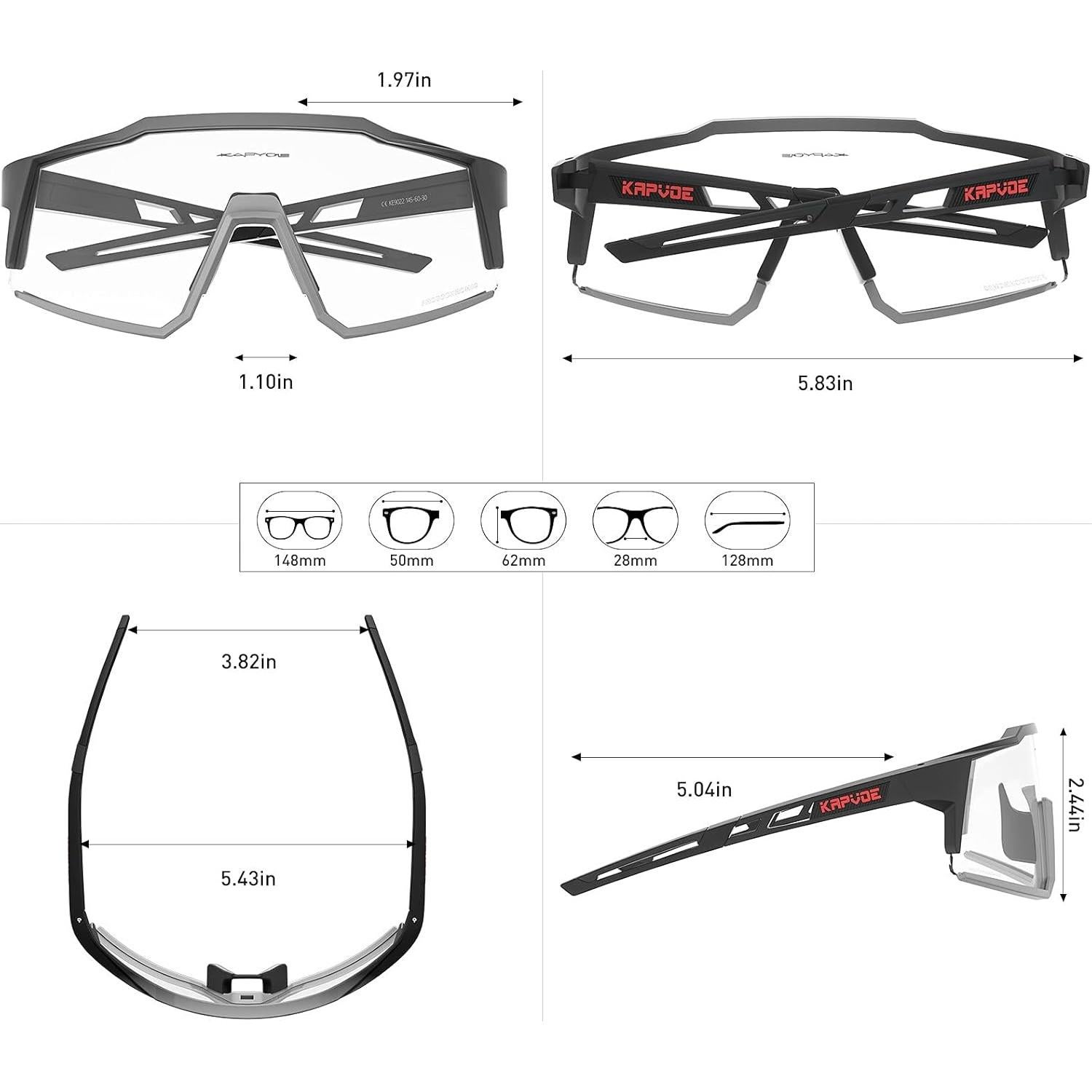 Gafas de Ciclismo KAPVOE K9022 Fotoquímicas UV400