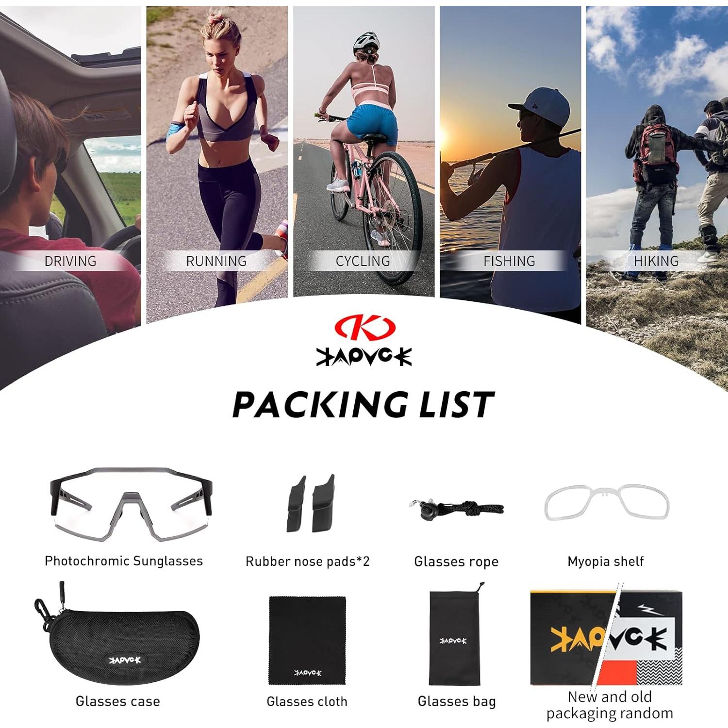 Gafas de Ciclismo KAPVOE K9022 Fotoquímicas UV400