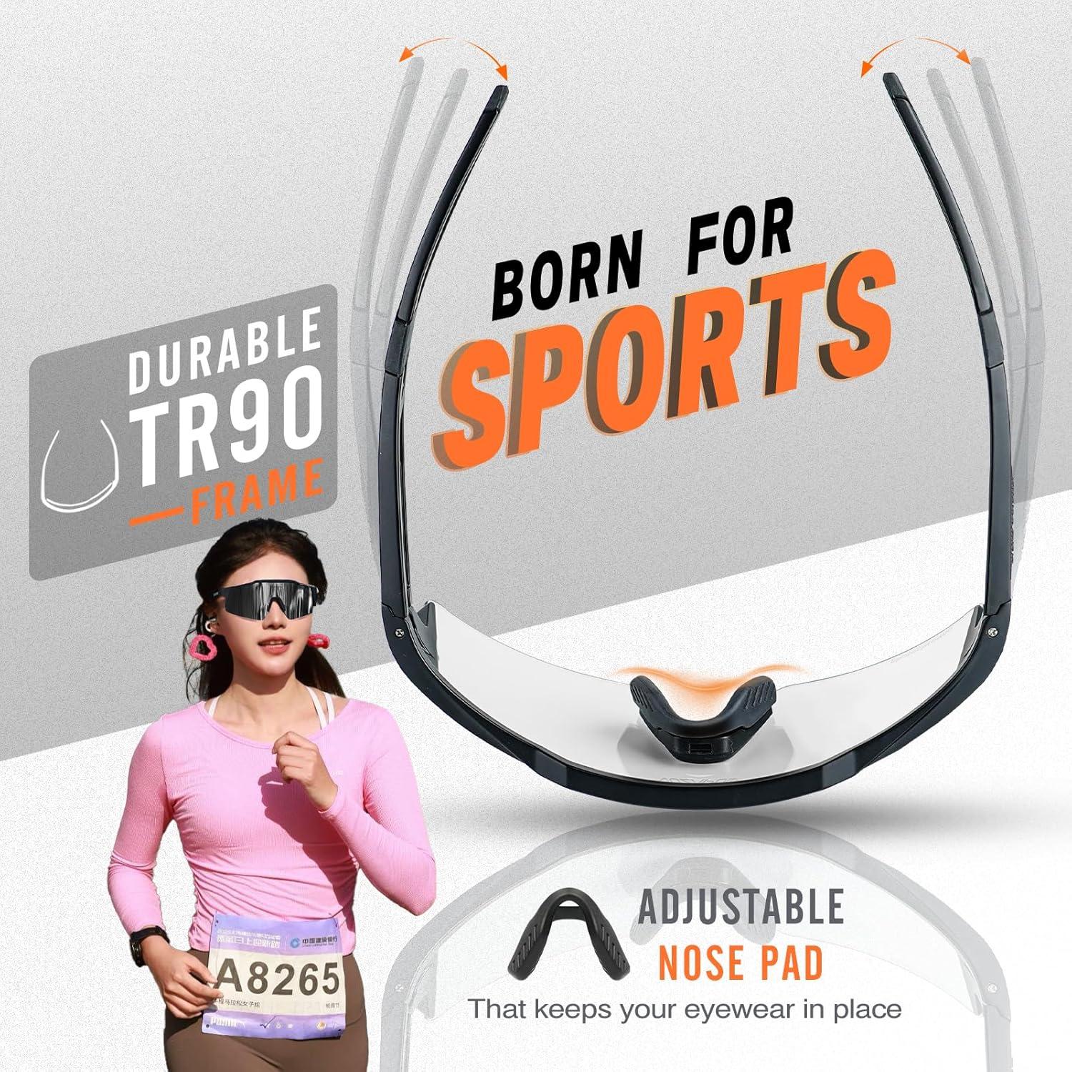 Gafas de sol deportivas VOZAPOW XL fotocromáticas TR90