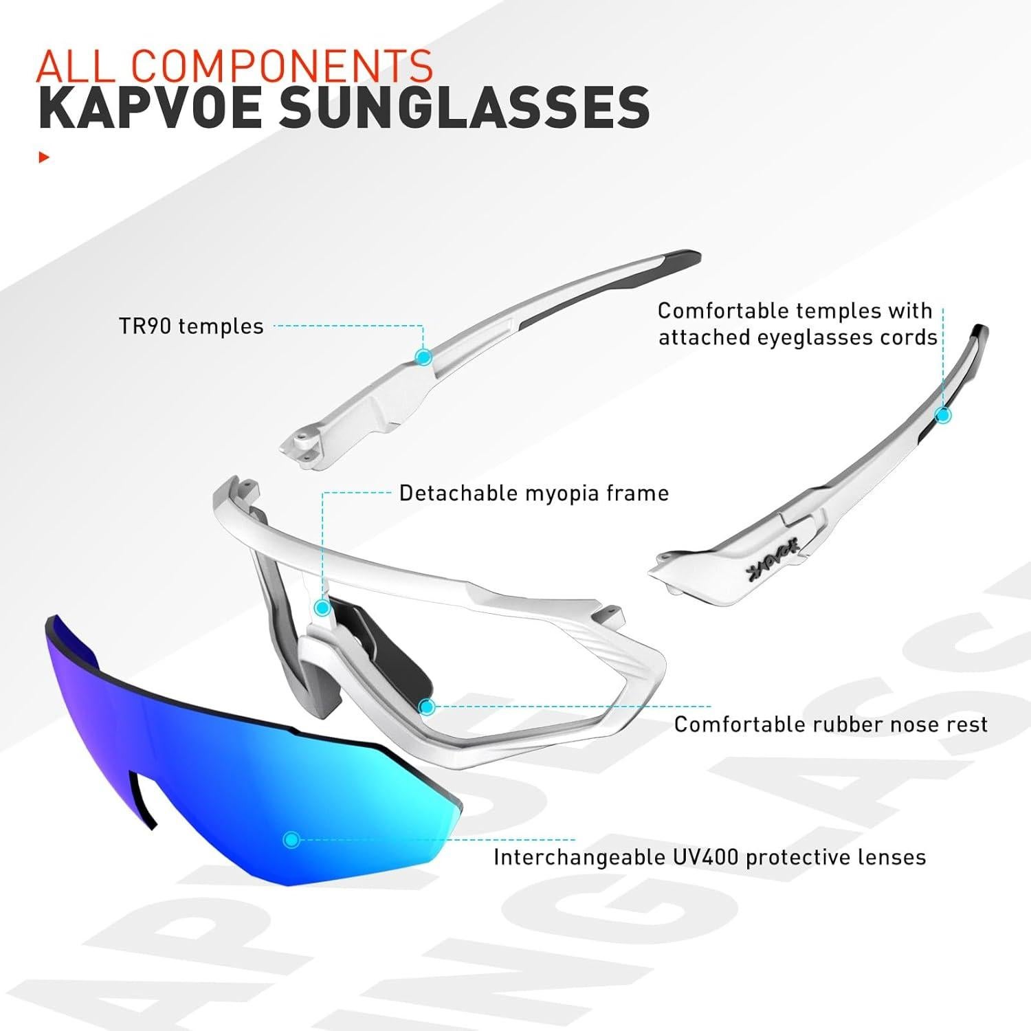 Gafas de Ciclismo KAPVOE 5 Lentes Polarizadas UV400